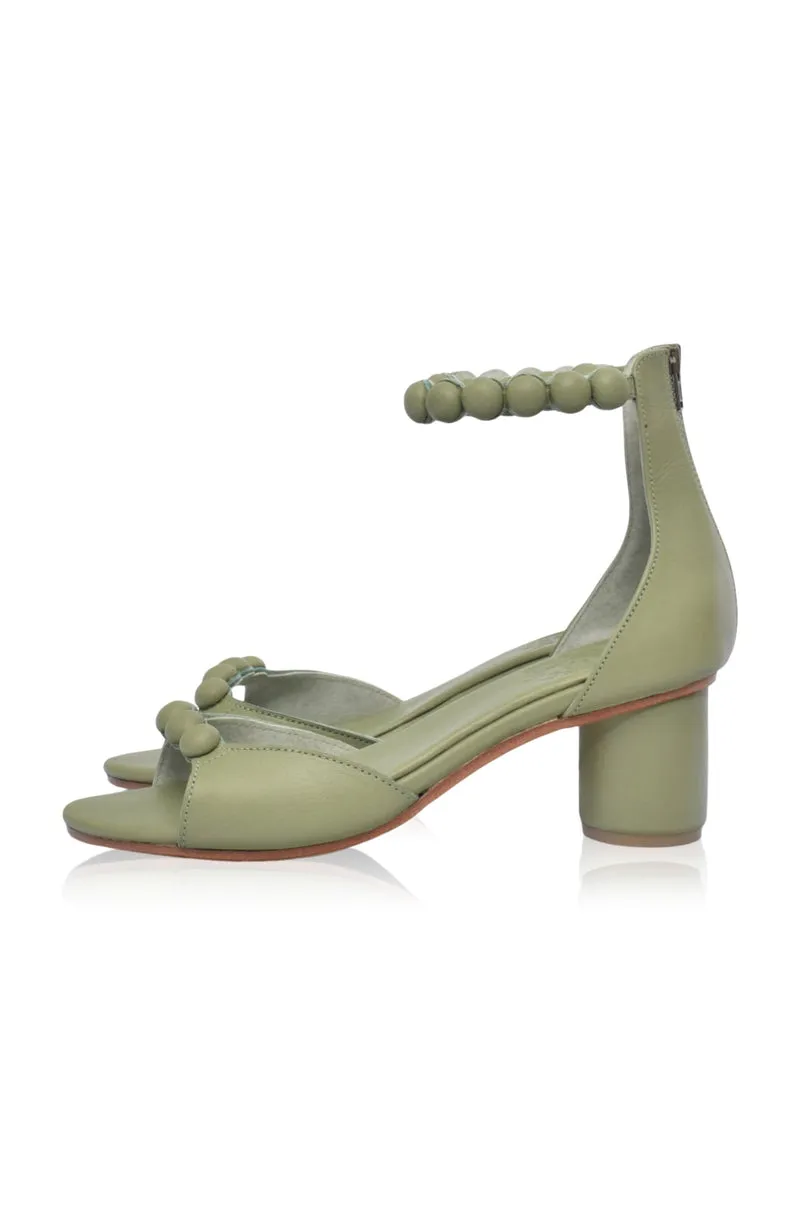 Olive Green Candy Round Heel Sandals