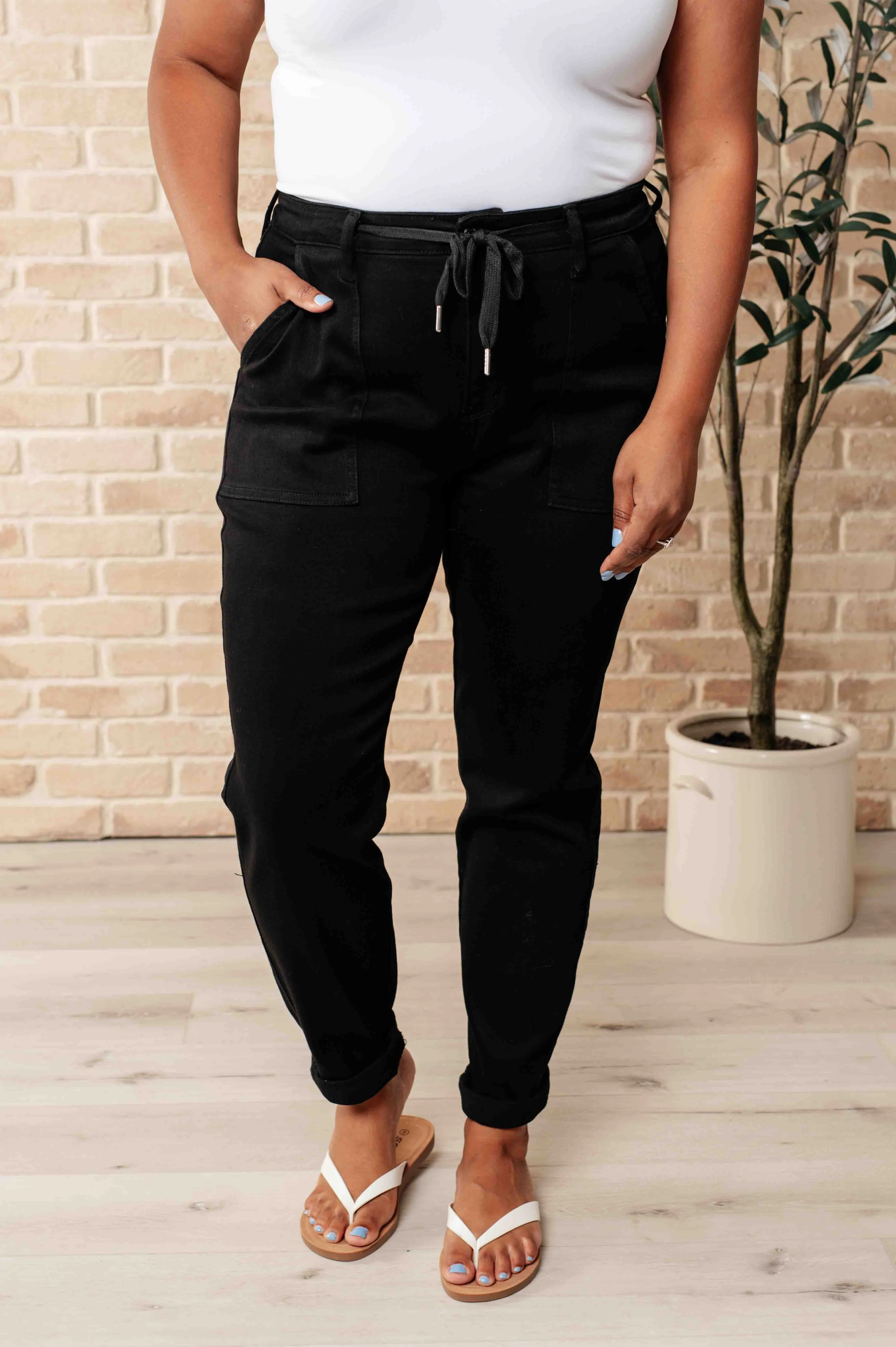 Carmen Black Double Cuff Joggers