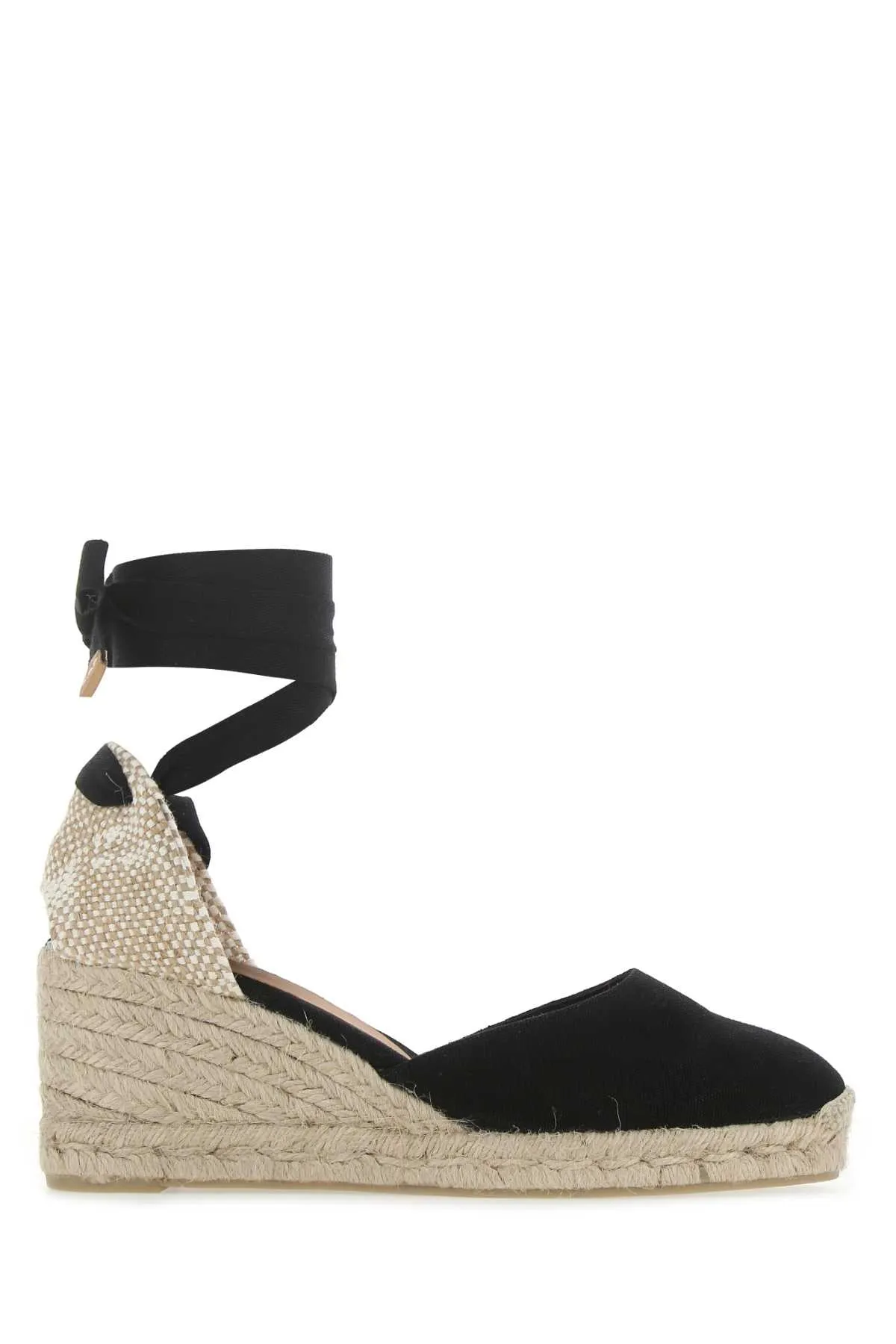 Castaner Black Canvas Carina Wedges