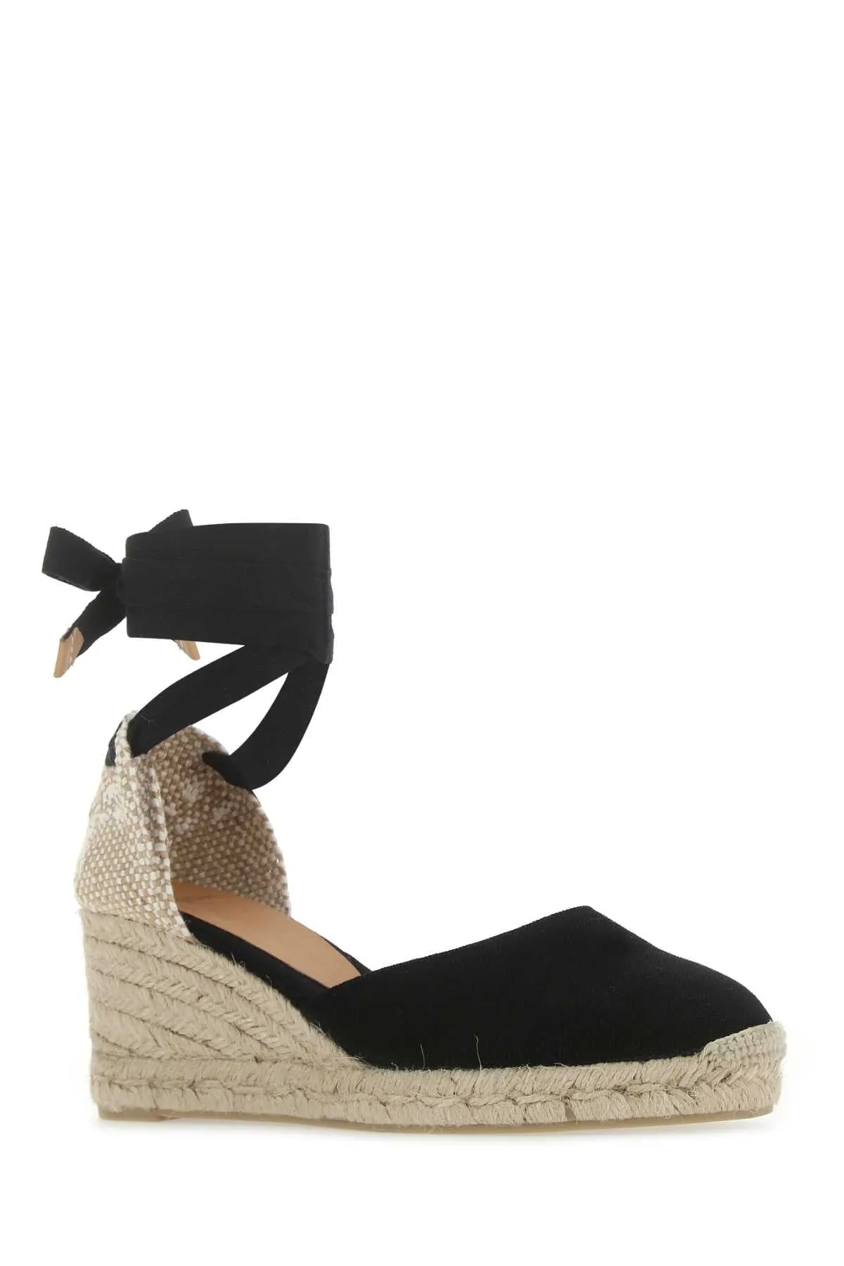 Castaner Black Canvas Carina Wedges