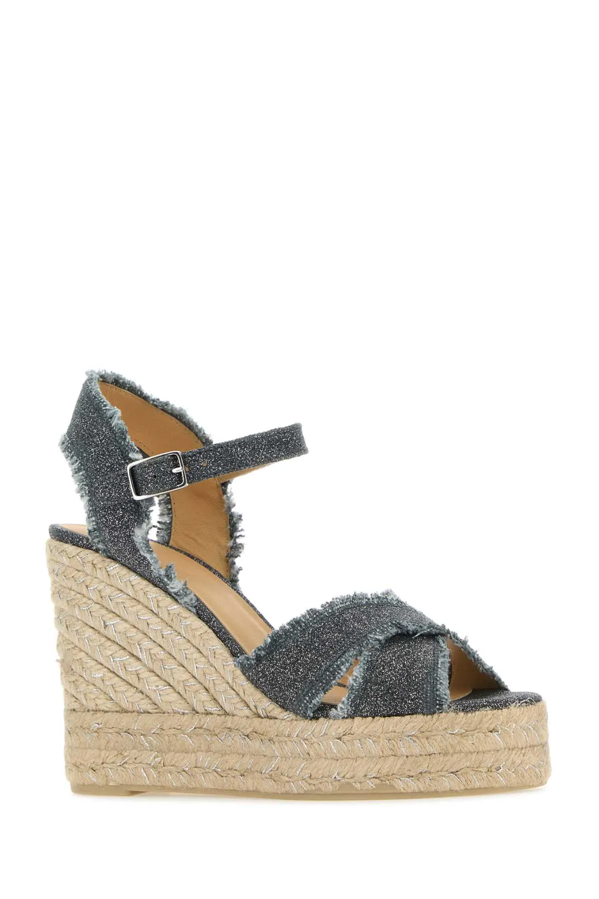 Castaner Dark Grey Canvas Bromelia Wedges