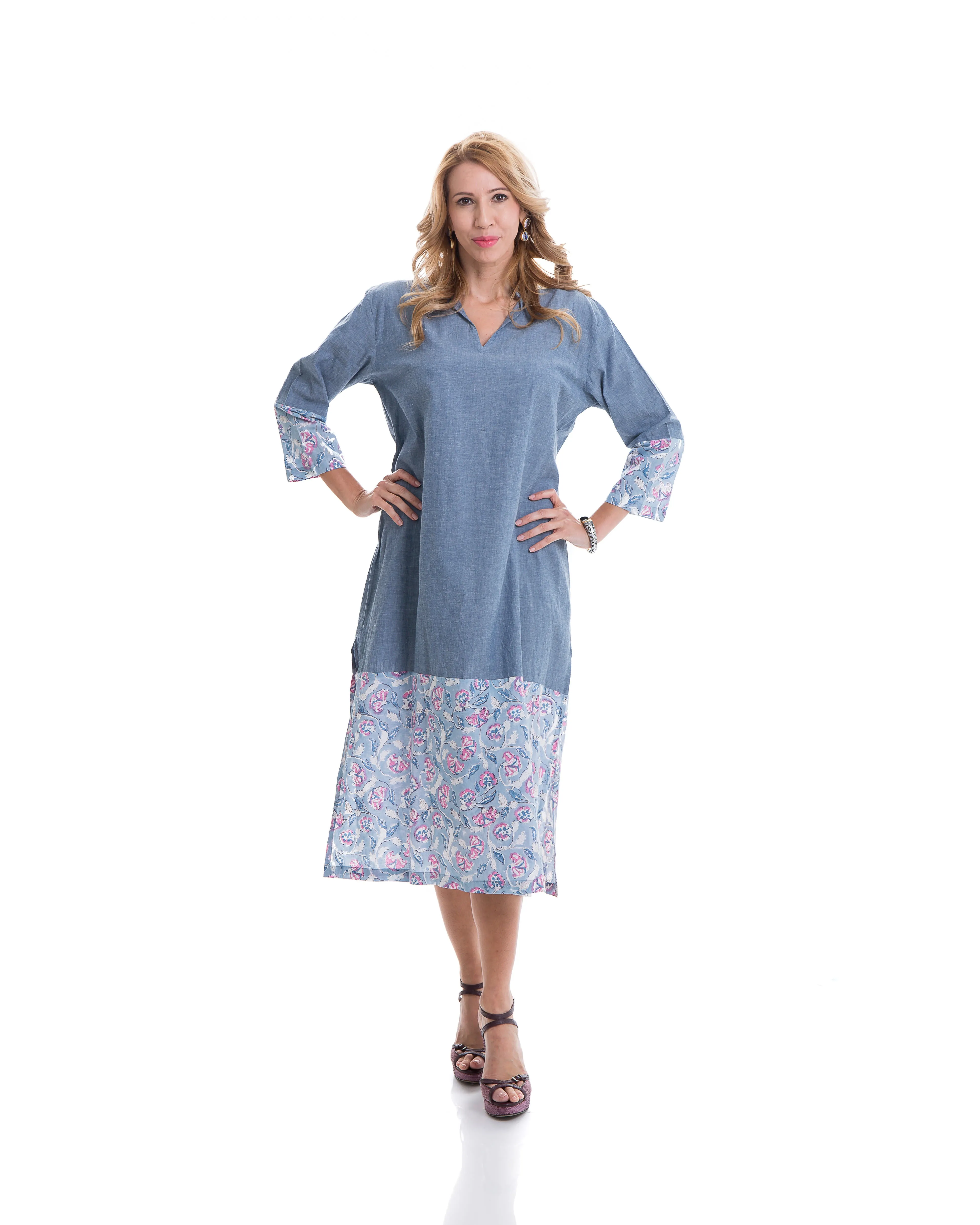 Chambray Hope Kaftan Dress