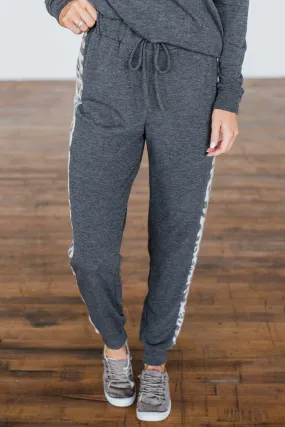 Charcoal Leopard Print Jogger Pants for Women