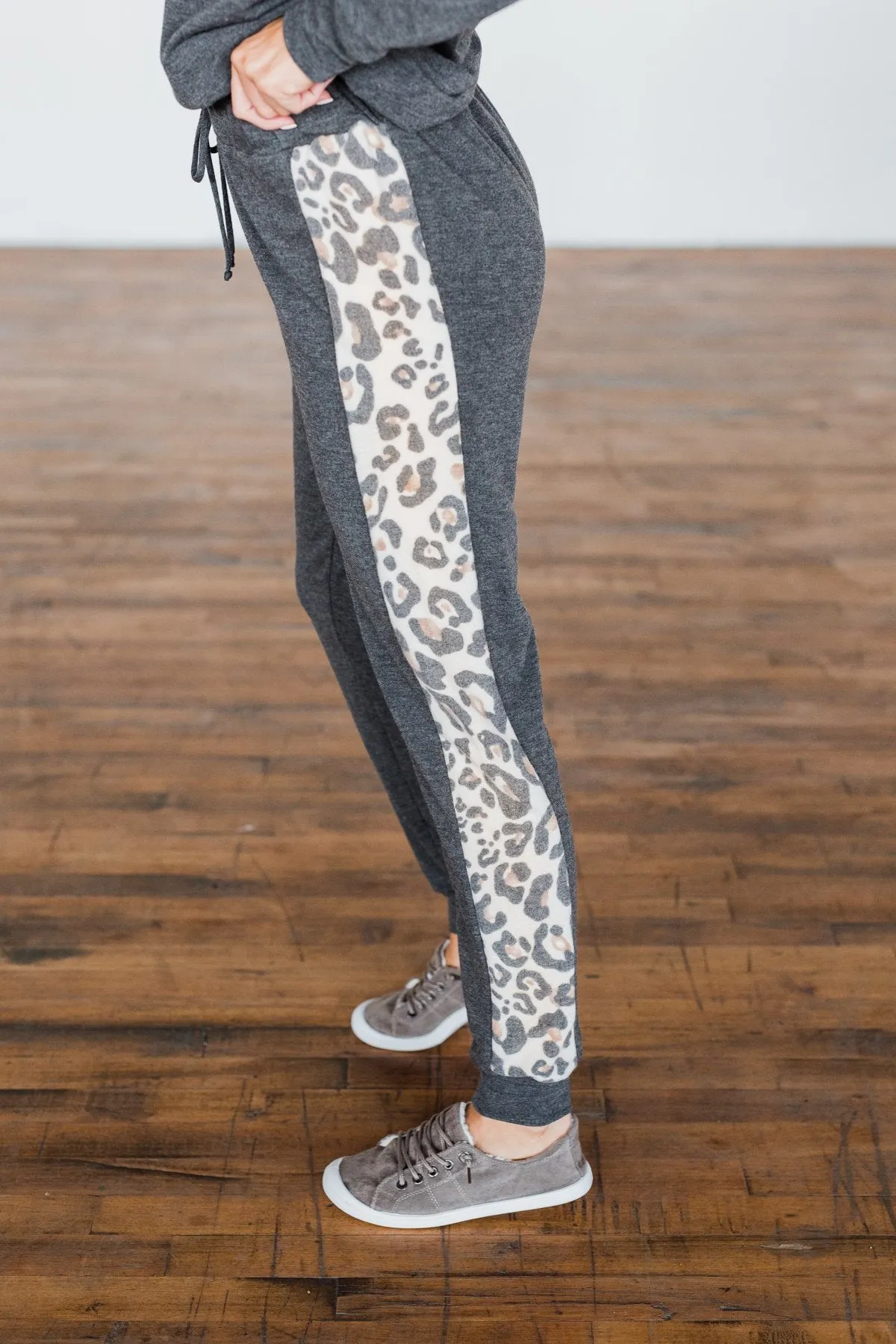 Charcoal Leopard Print Jogger Pants for Women