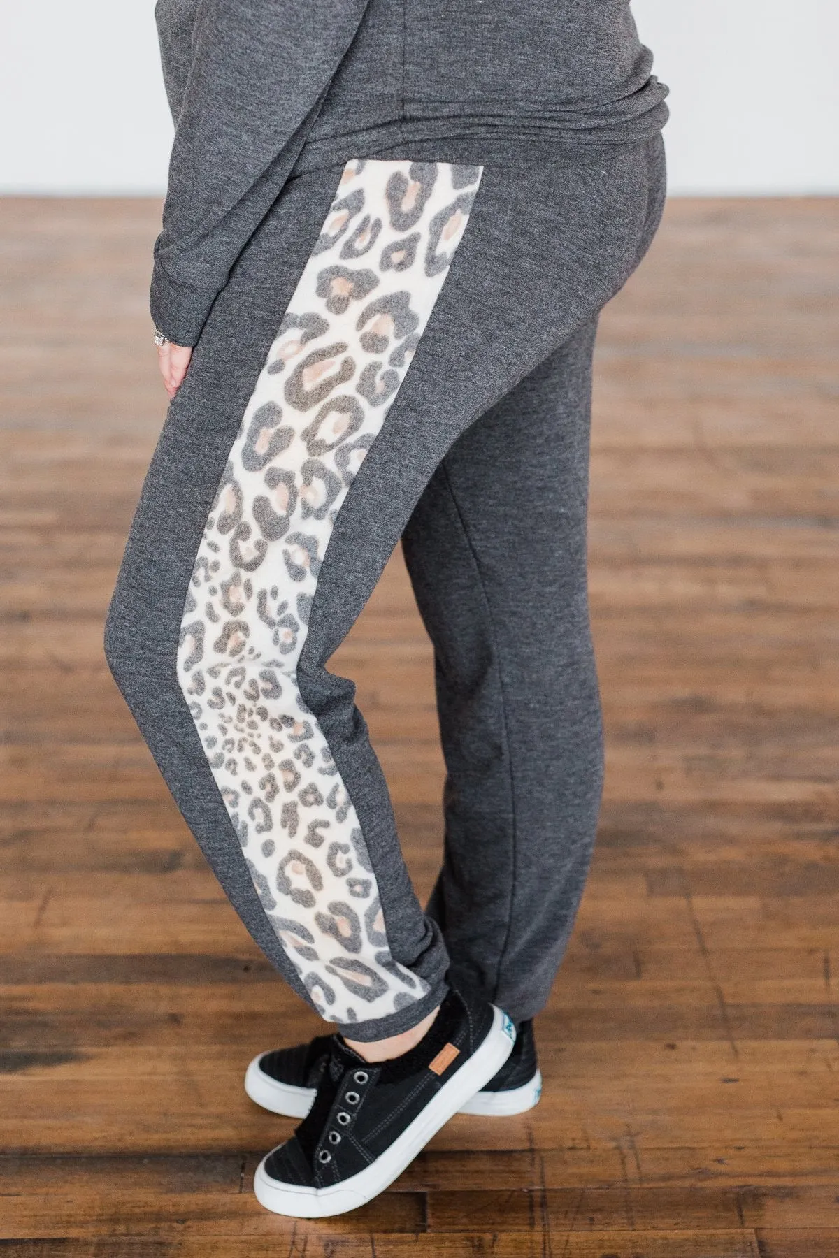 Charcoal Leopard Print Jogger Pants for Women