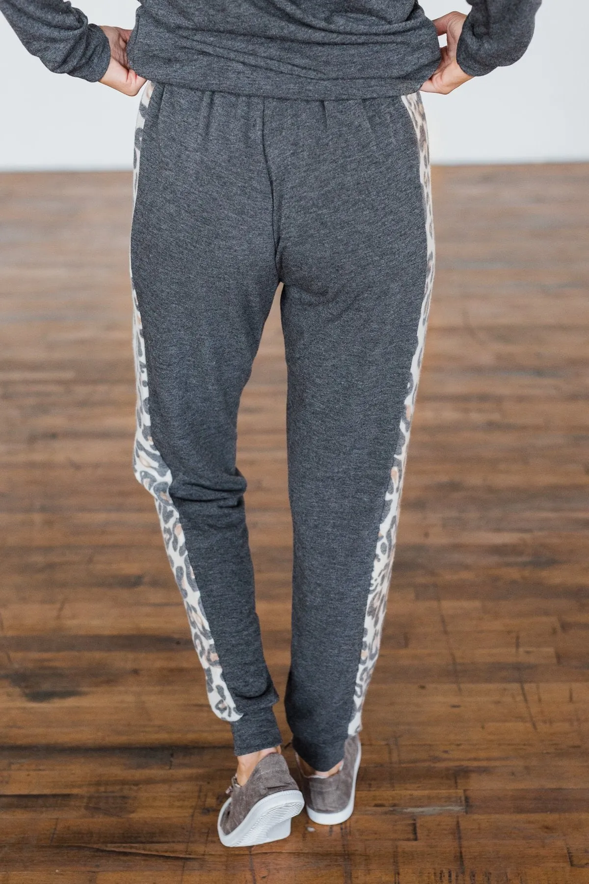 Charcoal Leopard Print Jogger Pants for Women