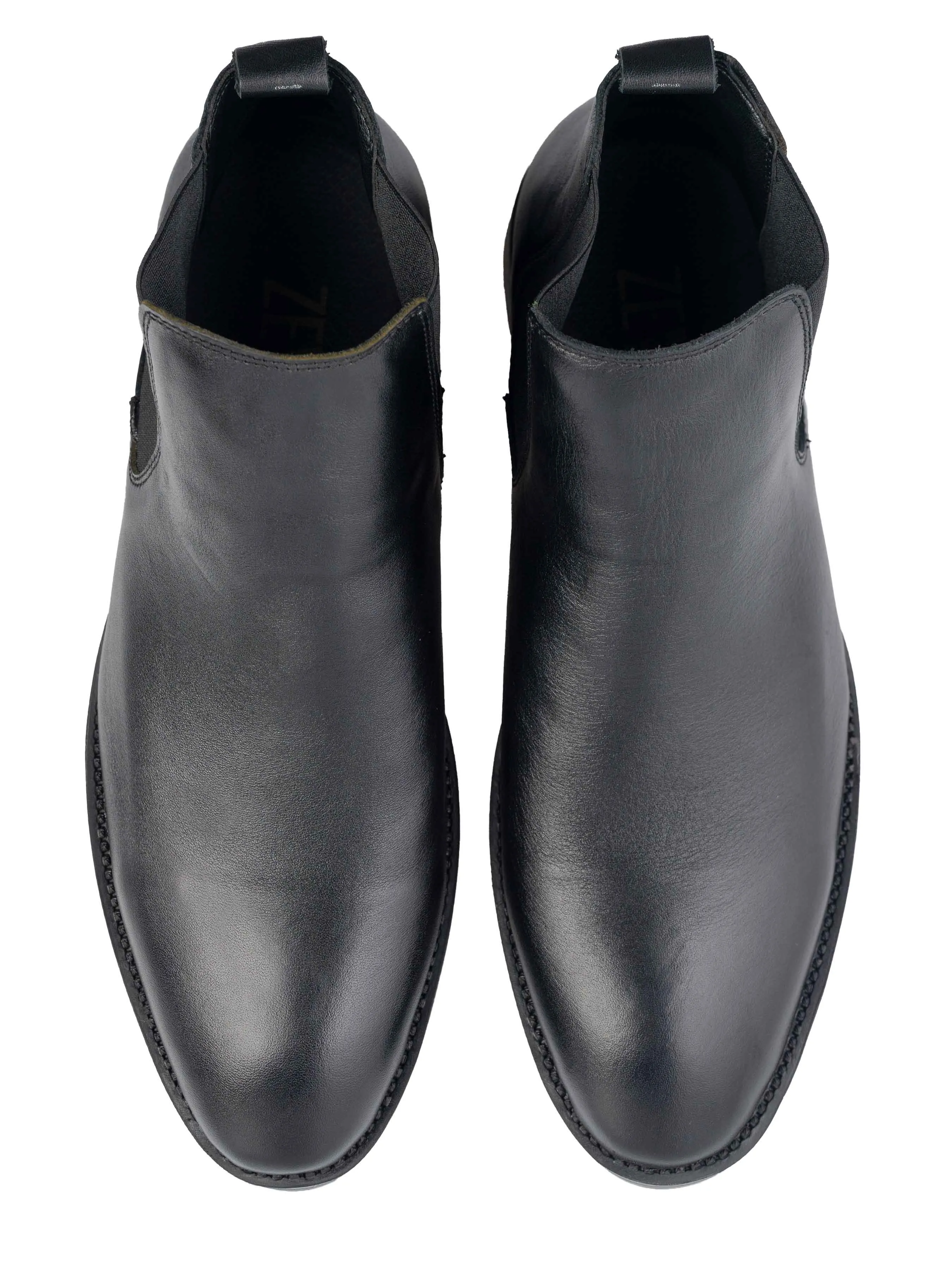 Chelsea Boots - Black Polished Leather (Crepe Sole)