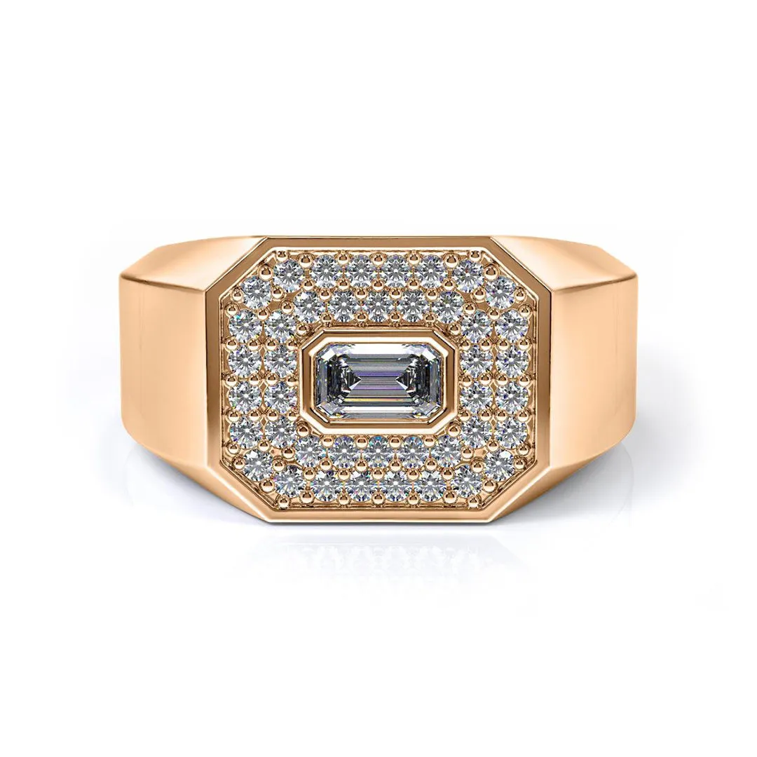 Chorost & Co. Men's Diamond Ring - 14K Rose Gold, 0.75ct Emerald Cut Diamond