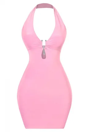 Claire Blush Pink Halter Mini Dress.