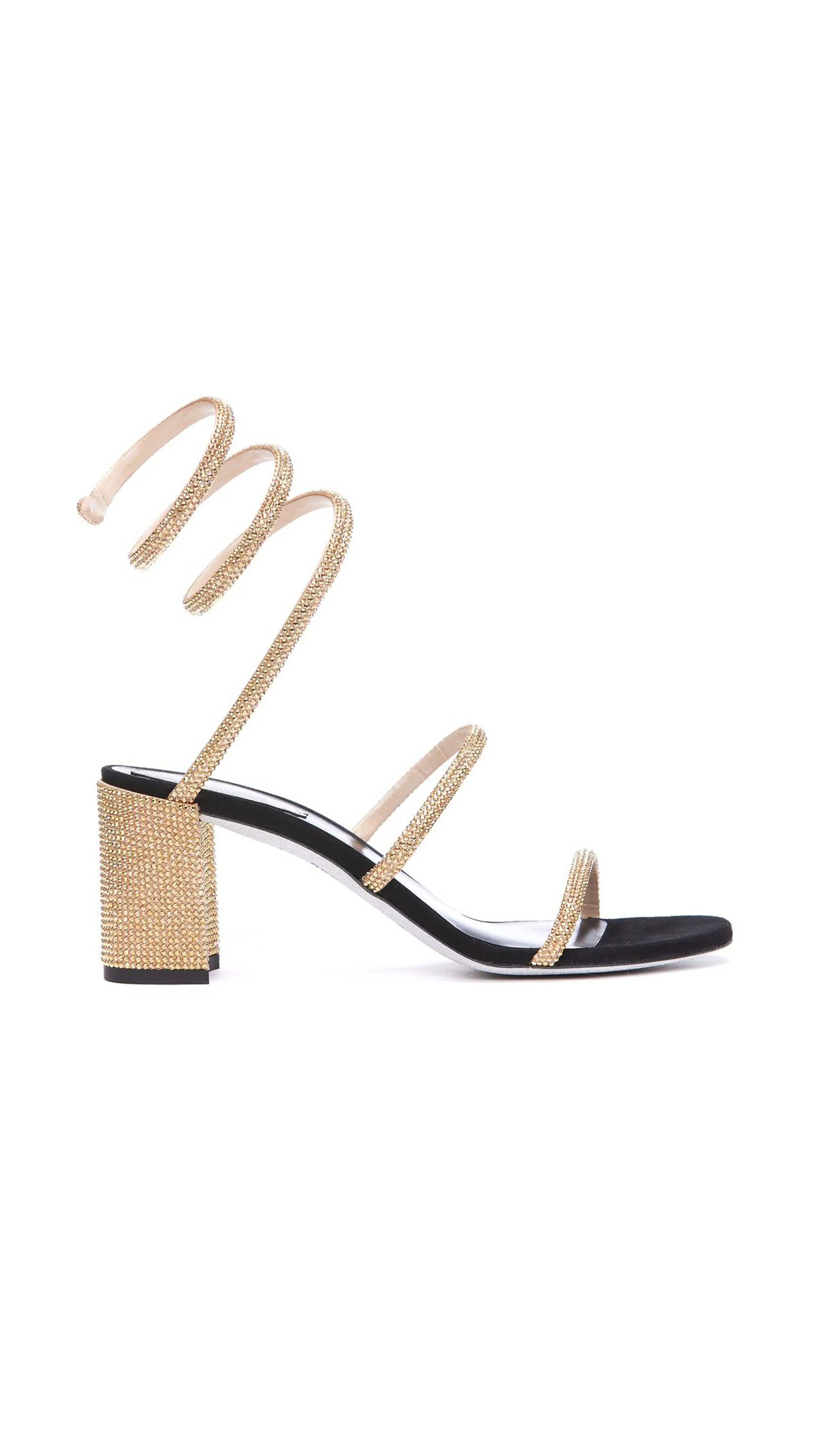 Cleo Block Heel Sandals in Black/Gold - Size 65