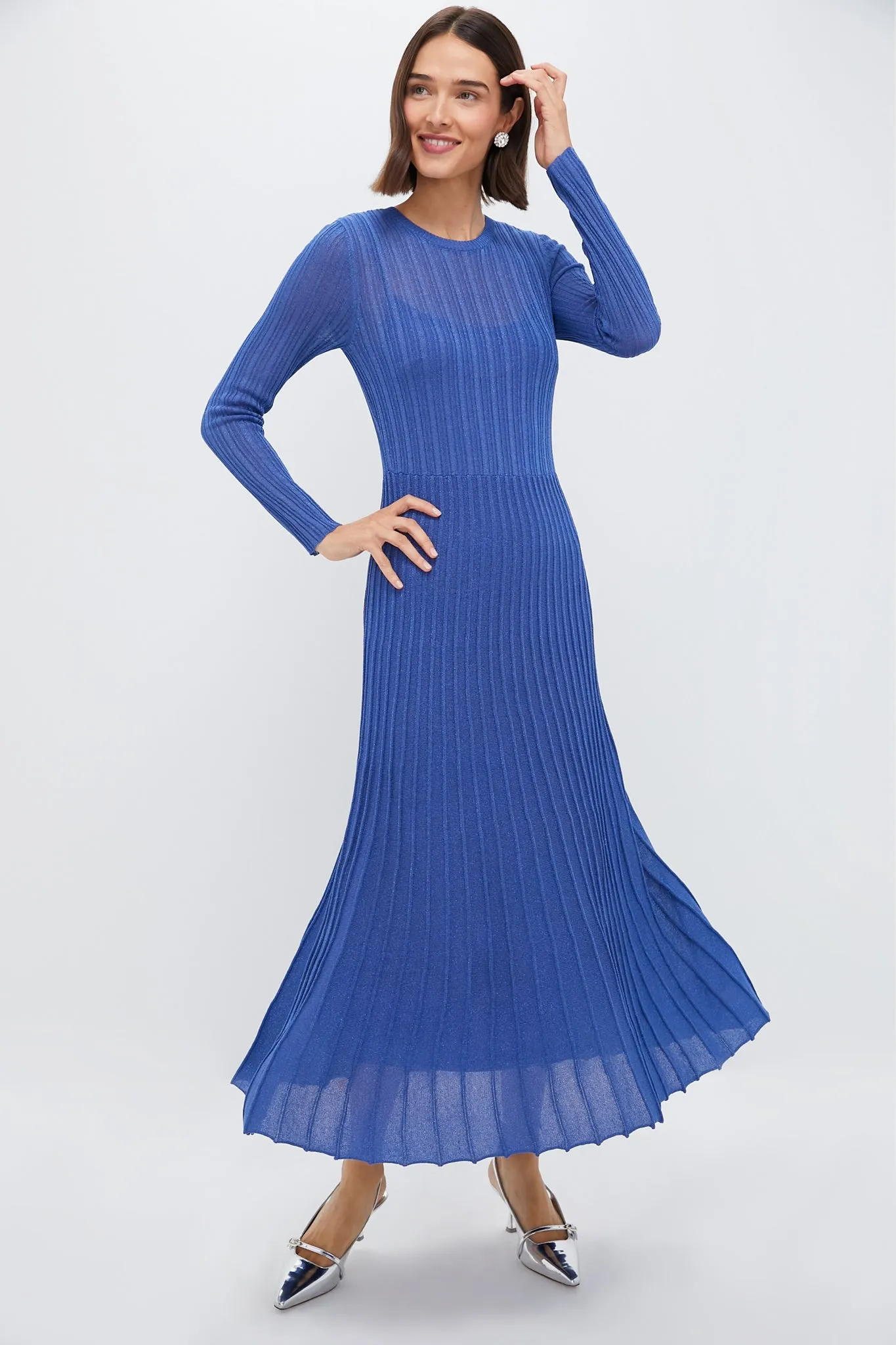 Cobalt Shimmer Knit Cammie Maxi Dress