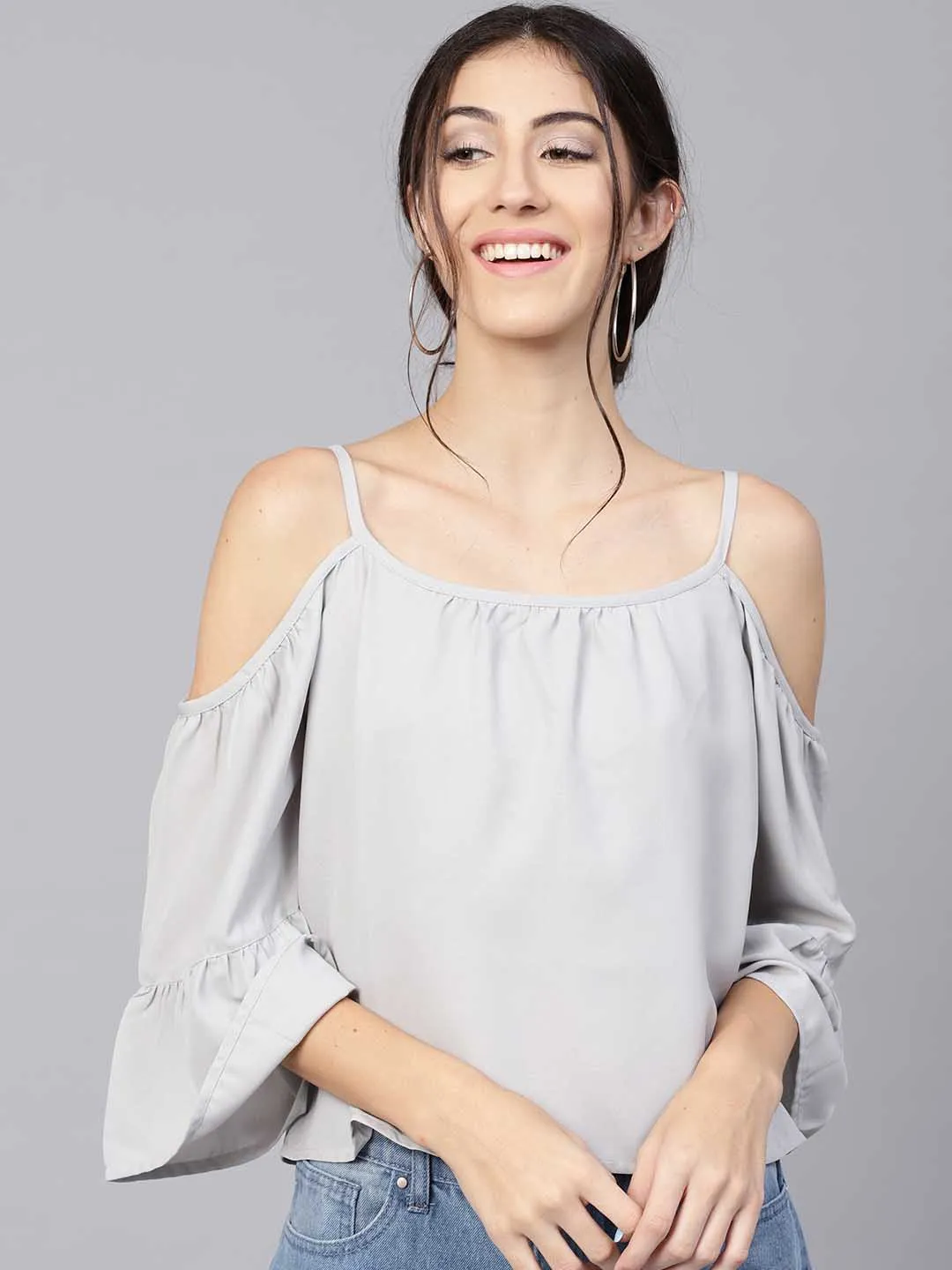 Cold Shoulder Bell Sleeve Top