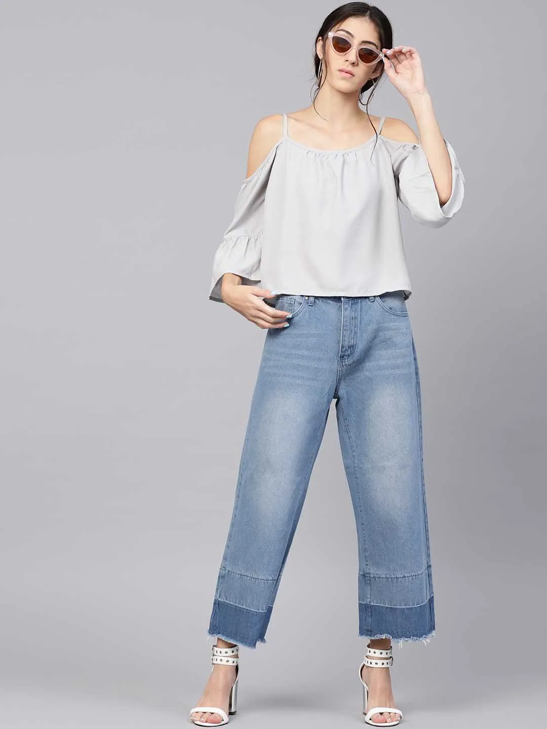 Cold Shoulder Bell Sleeve Top