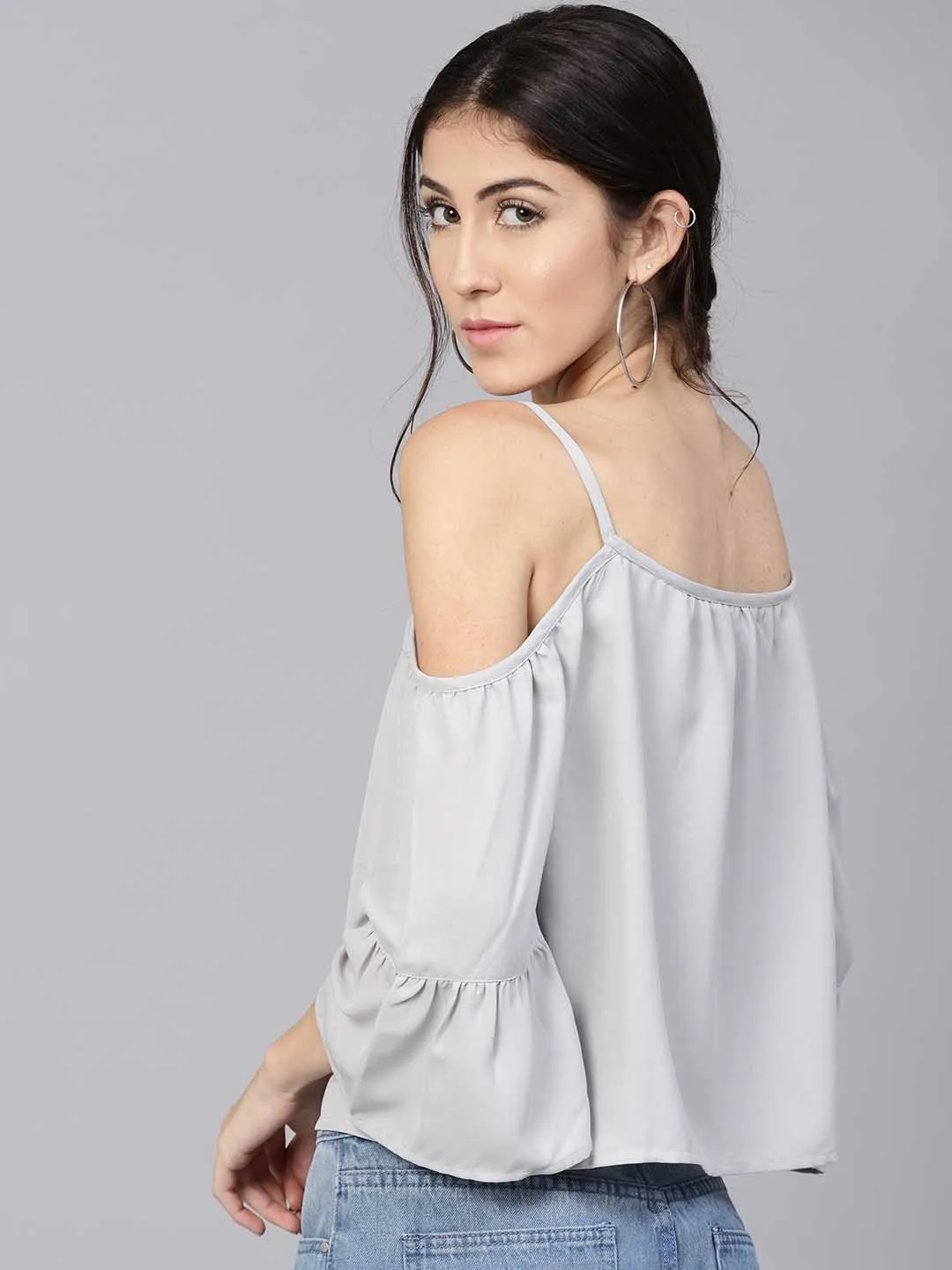 Cold Shoulder Bell Sleeve Top