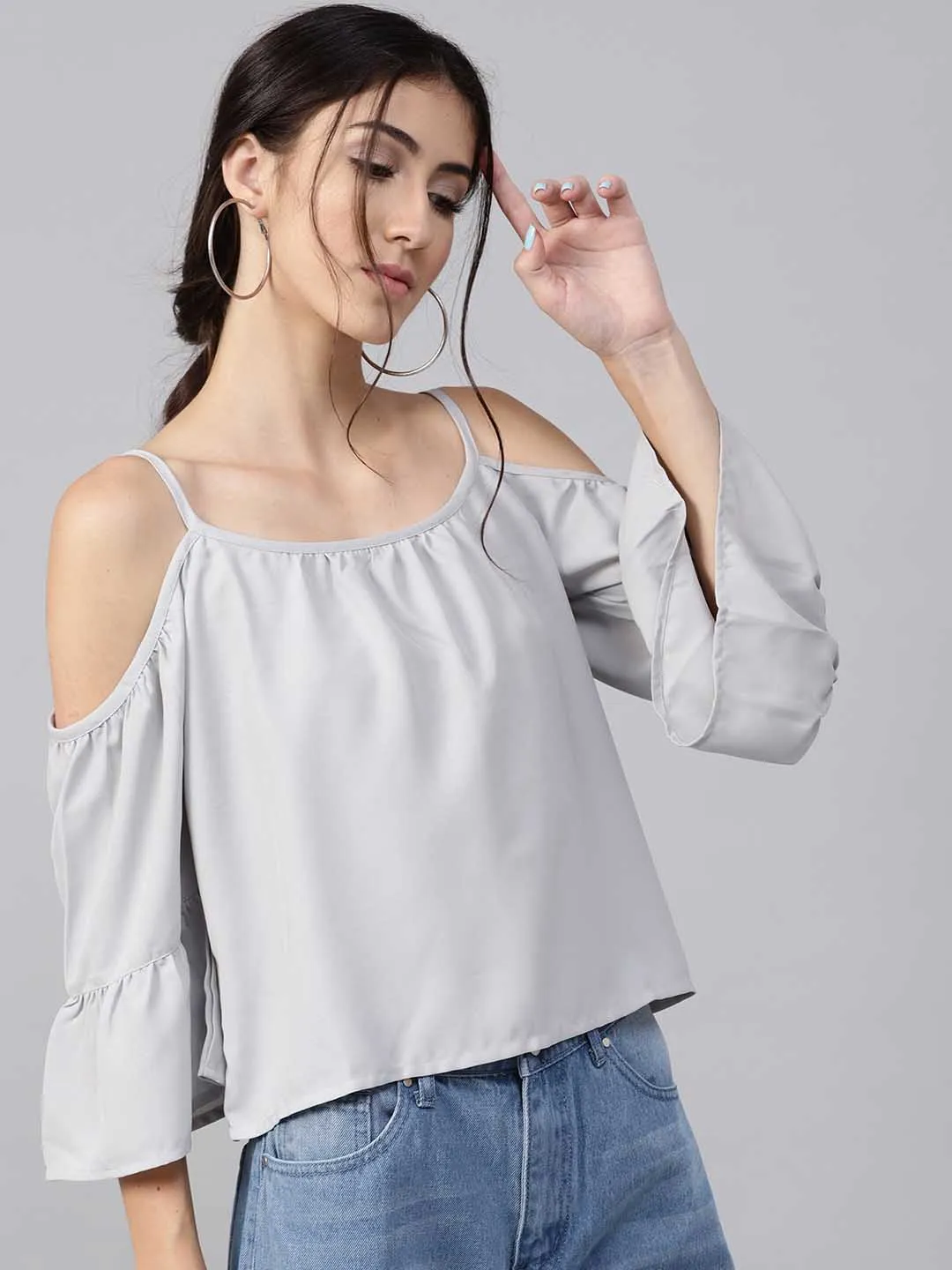 Cold Shoulder Bell Sleeve Top