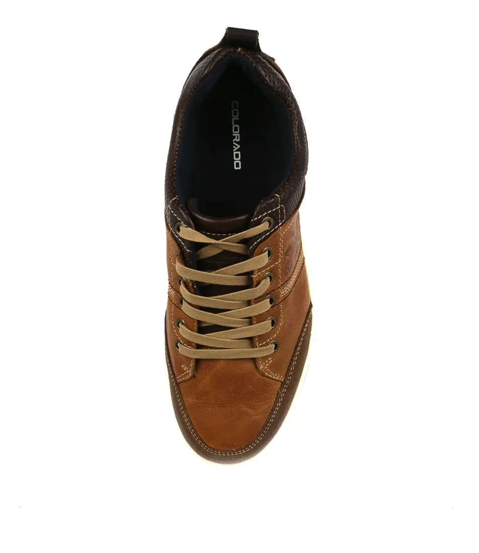 COLORADO Victor Tan-brown Leather Sneakers