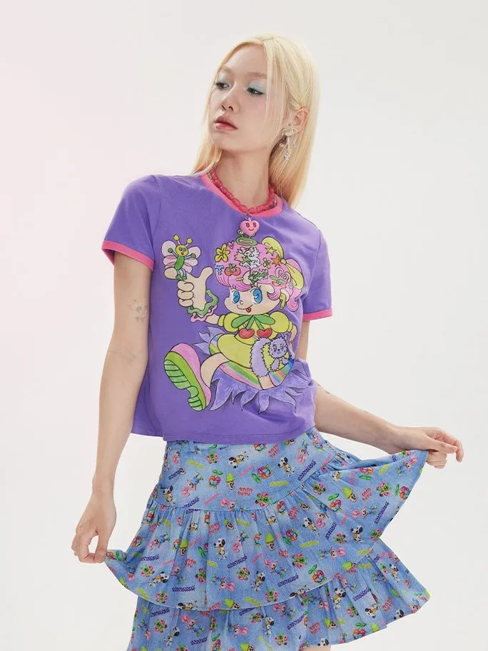 Comic Girl Print T-shirt