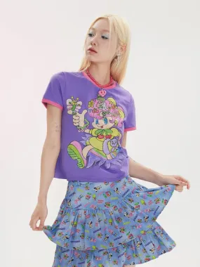 Comic Girl Print T-shirt