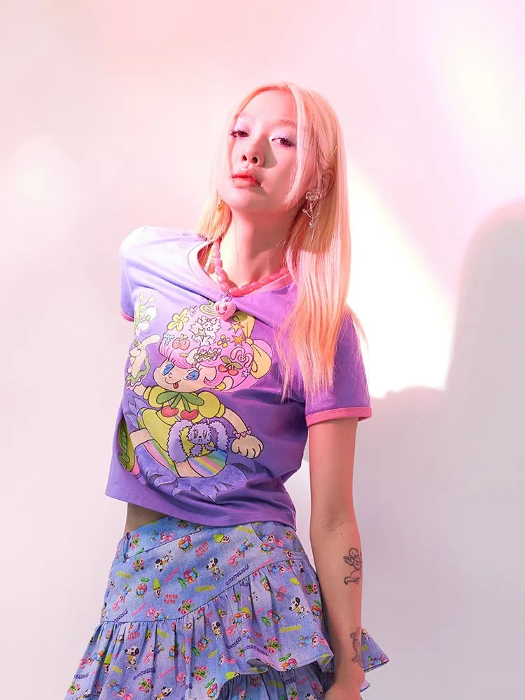 Comic Girl Print T-shirt