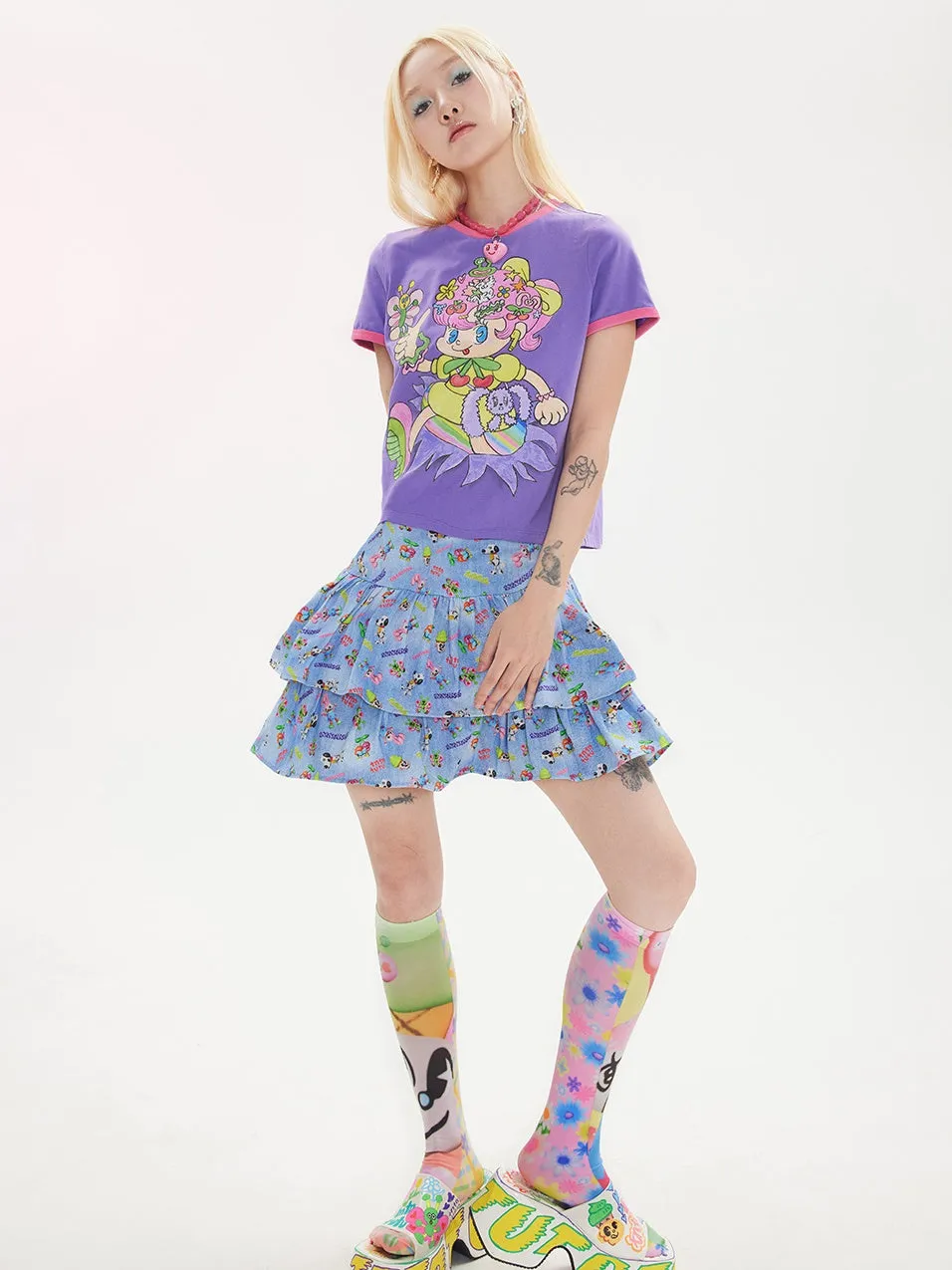 Comic Girl Print T-shirt