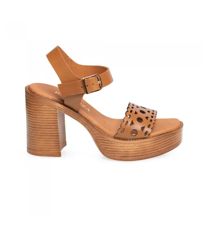 copy of Ragazza Leather with heel Sandal- Tabac 0312