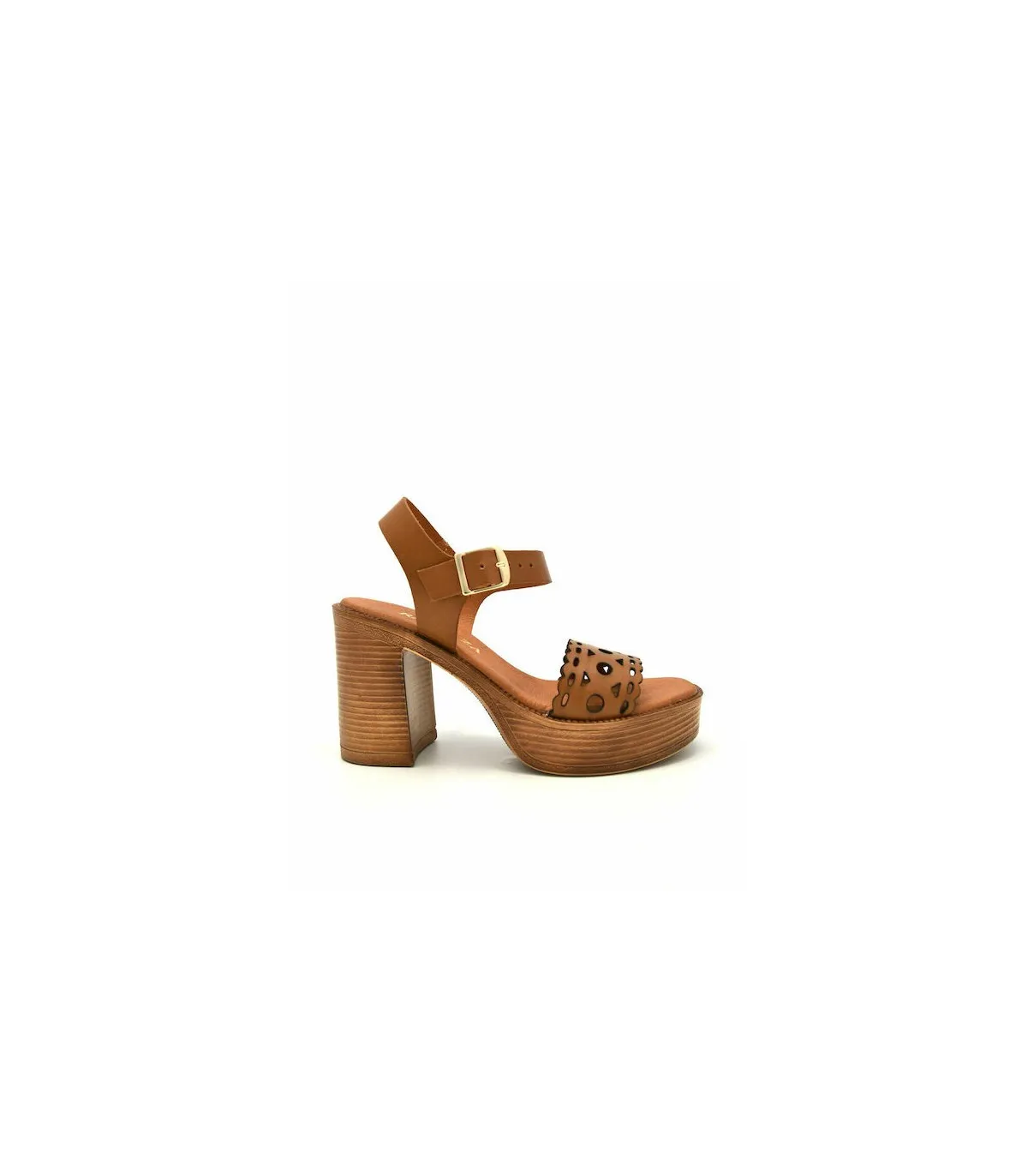 copy of Ragazza Leather with heel Sandal- Tabac 0312