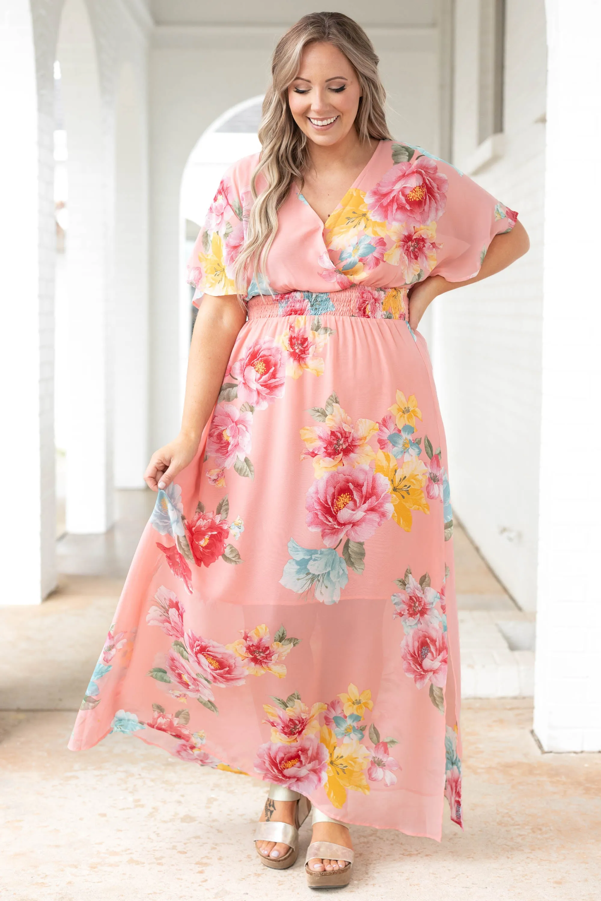 Coral Pink Sweet Laughter Dress - Shop Now.