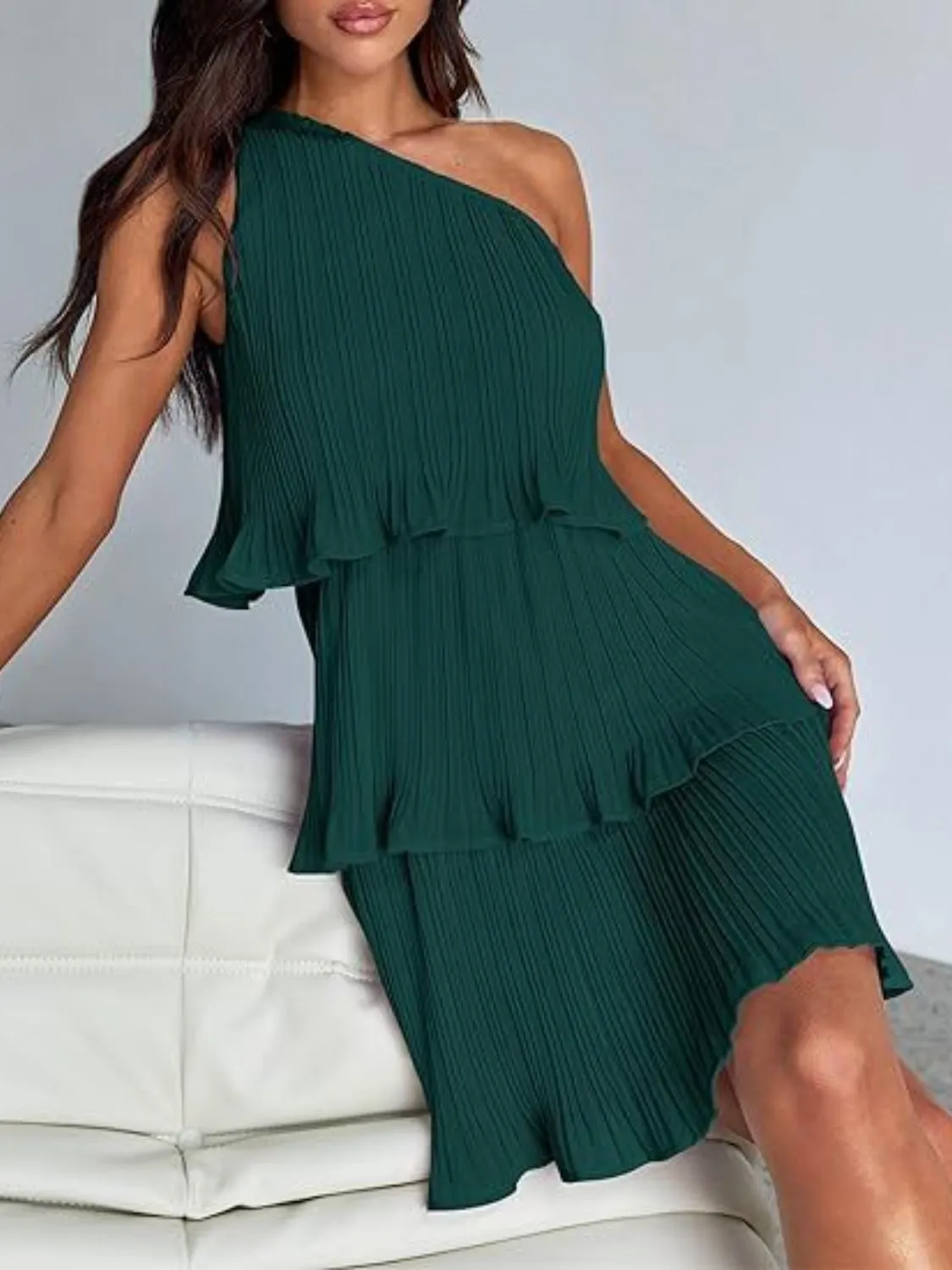 Chic Corine Layered Single-Shoulder Dress