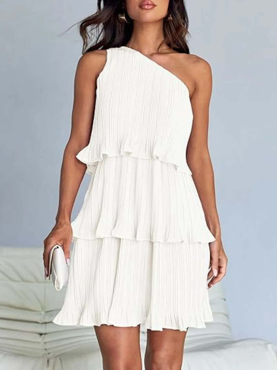 Chic Corine Layered Single-Shoulder Dress