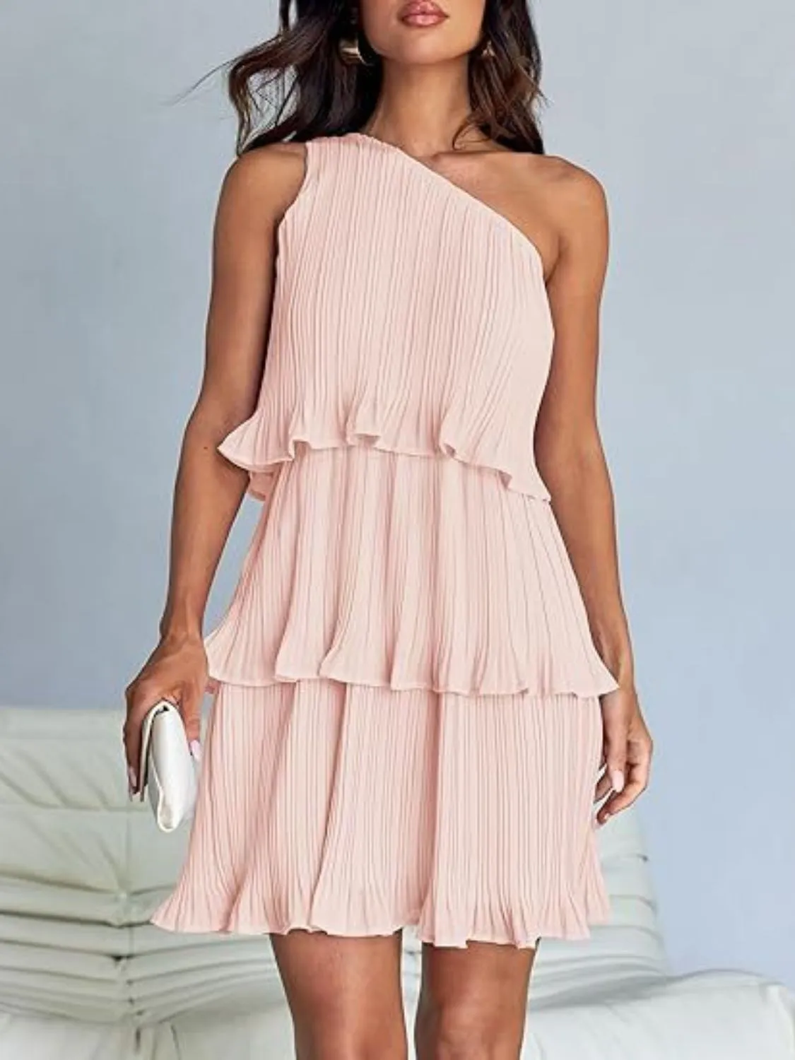 Chic Corine Layered Single-Shoulder Dress