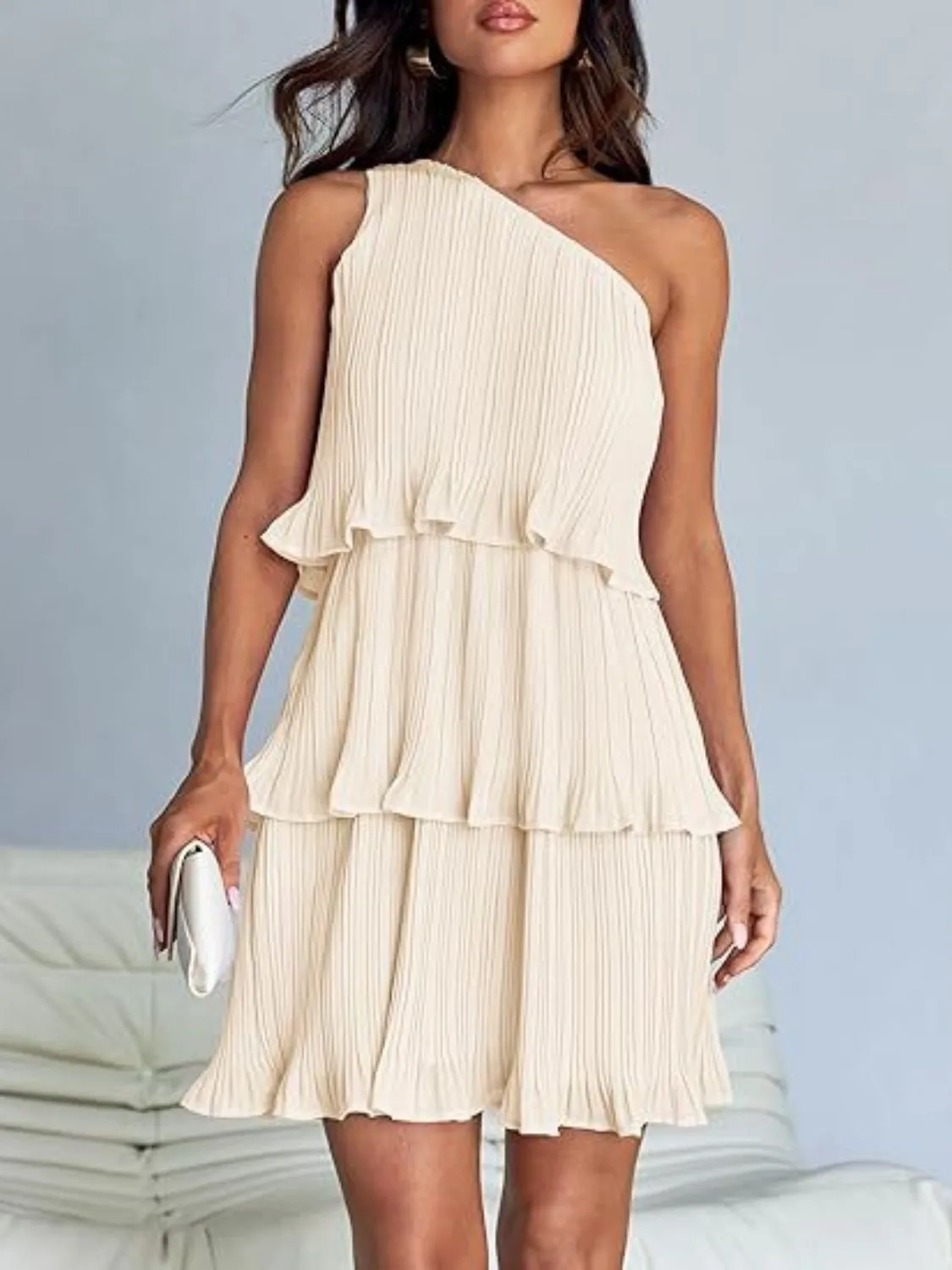 Chic Corine Layered Single-Shoulder Dress