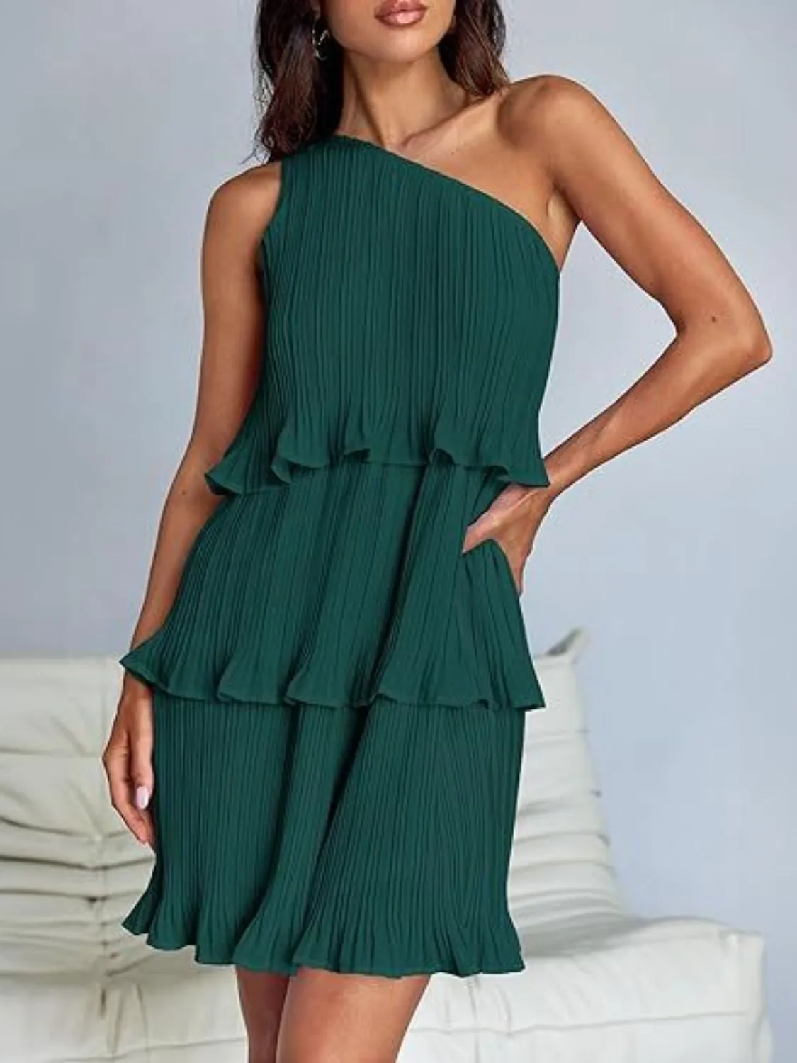 Chic Corine Layered Single-Shoulder Dress