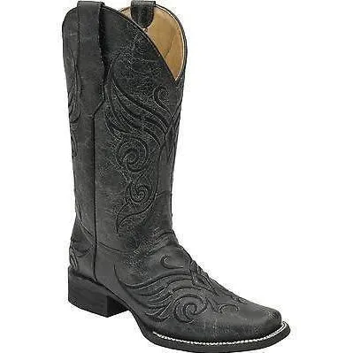 Circle G Women's Black Crackle Corral Boots.