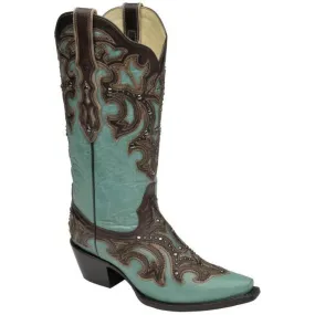 Corral LD Turquoise Chocolate Inlay Studs G1184 Boots.