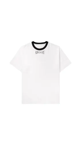 Contrast Trim Crew Neck Cotton T-shirt - White/Black