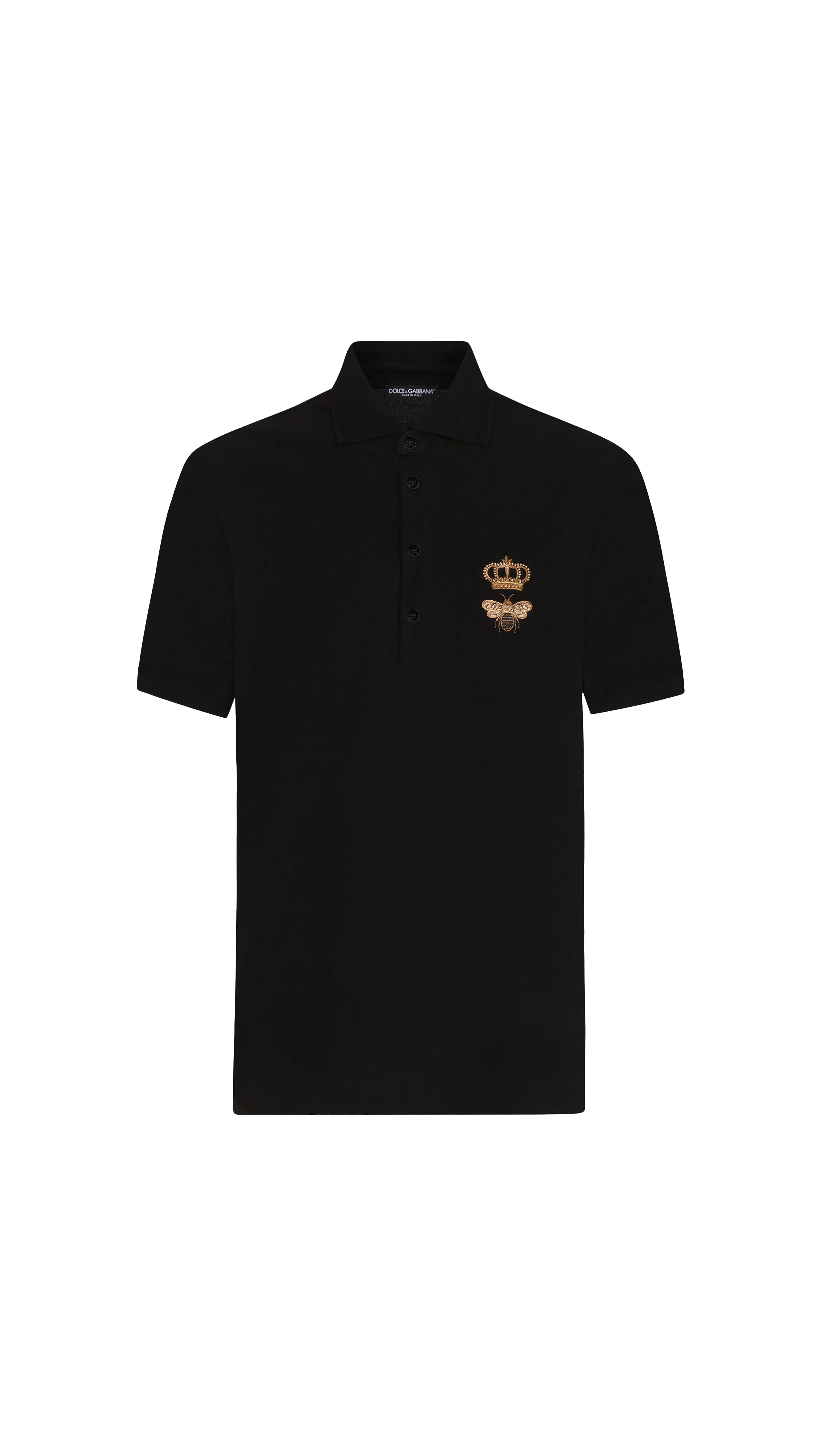 Cotton Piqué Polo-shirt With Embroidery - Black