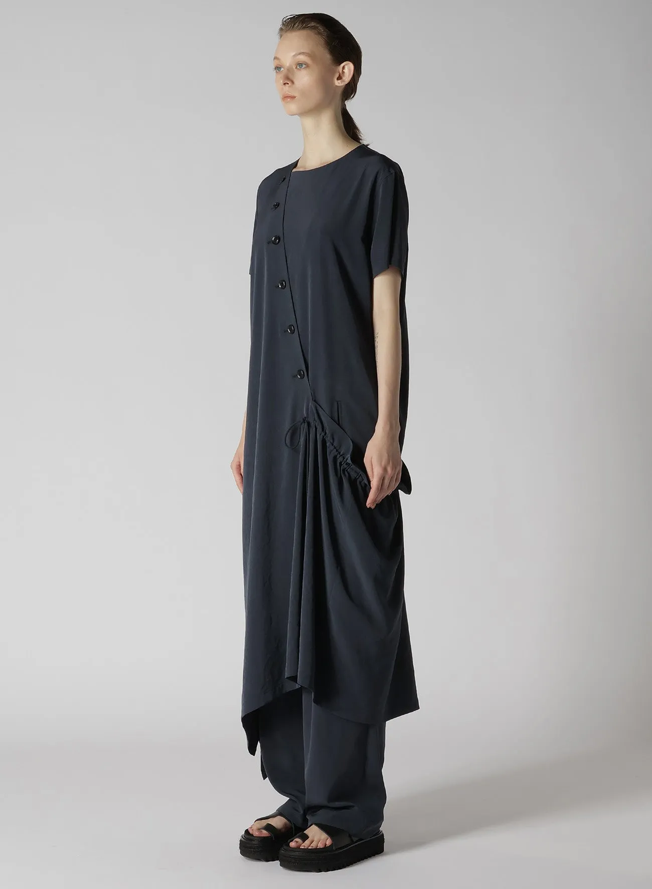 CREPE de CHINE HALF SLEEVE DRAPED DRESS