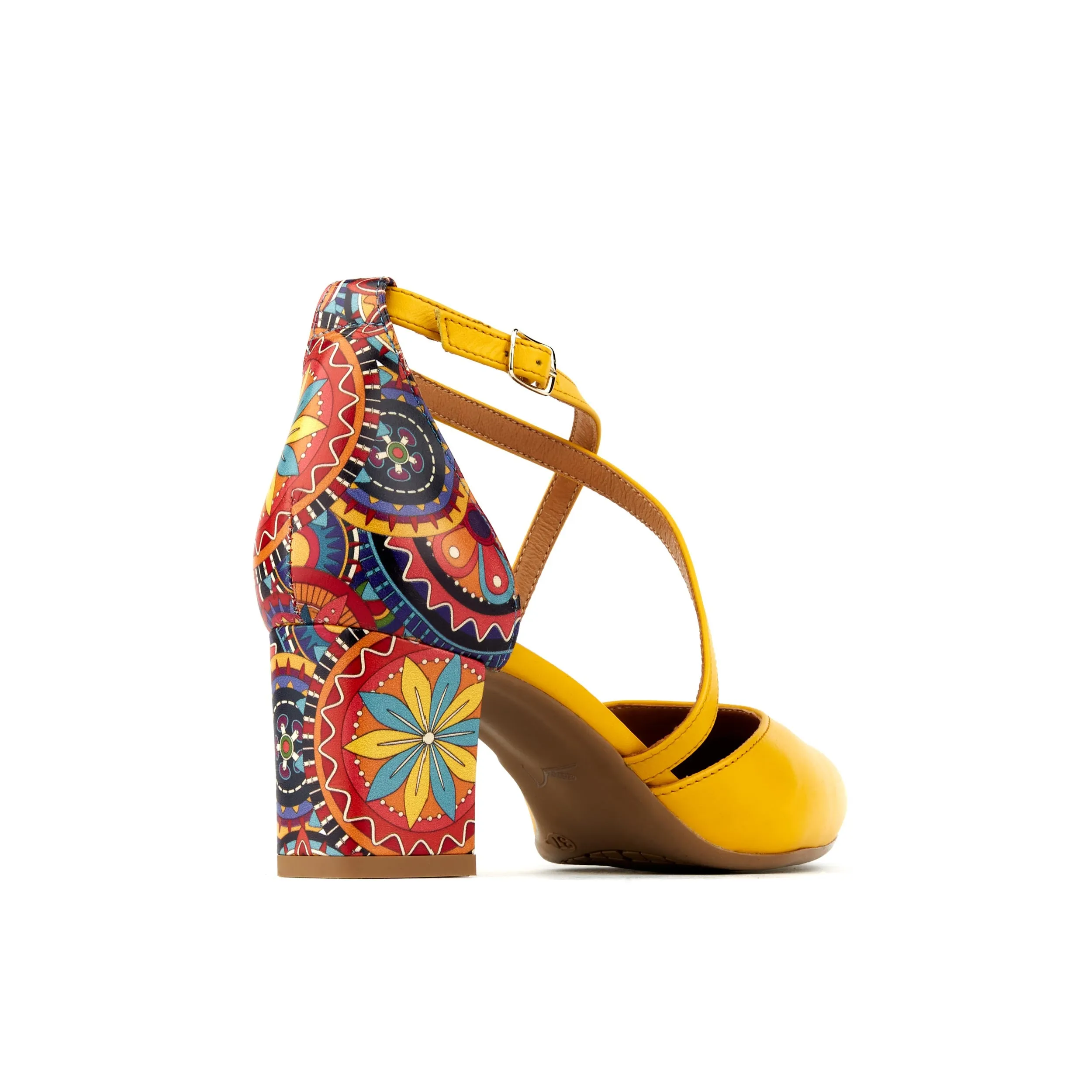 DANNII YELLOW SIGNATURE - Women's 2.4 inch block heel closed toe leather sandal