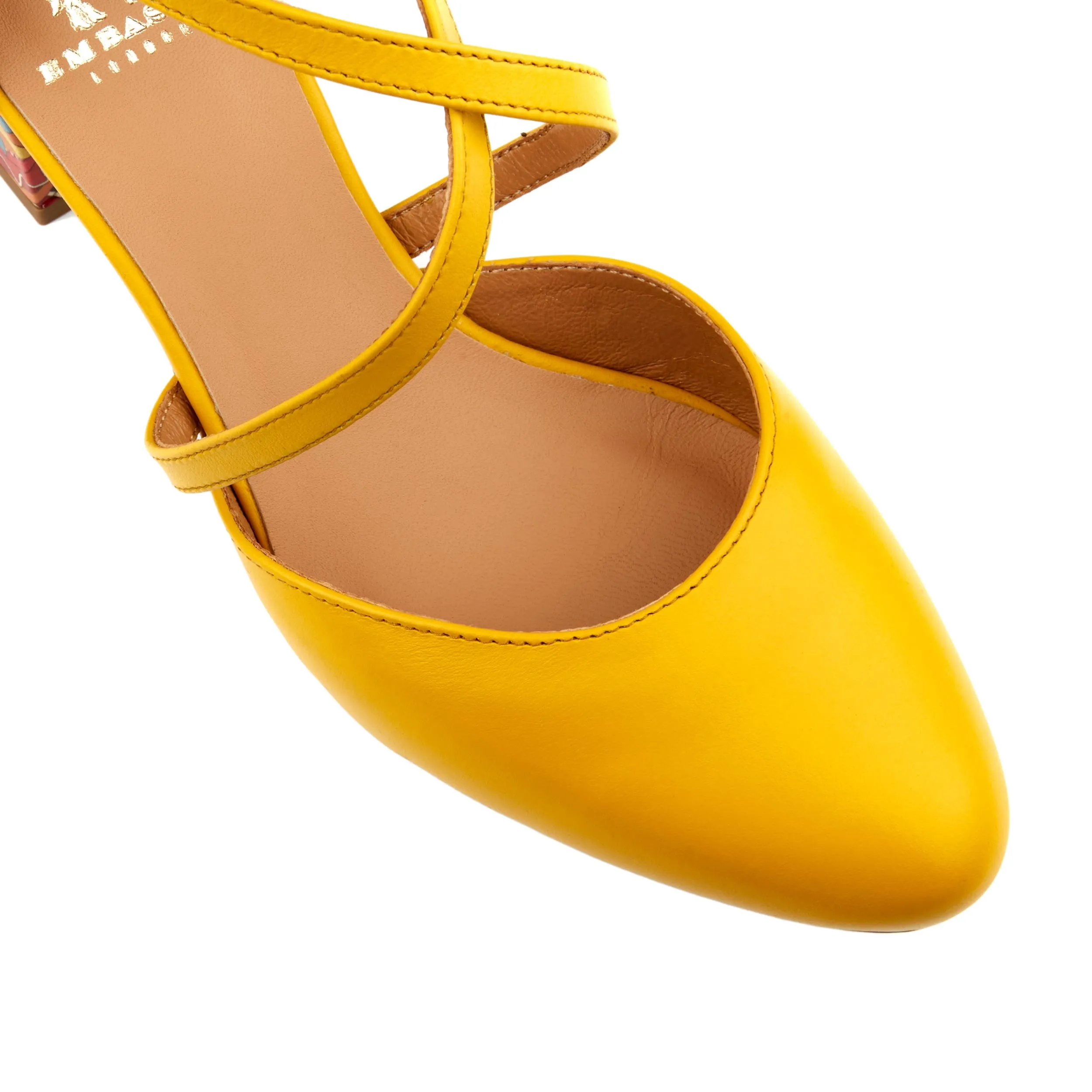 DANNII YELLOW SIGNATURE - Women's 2.4 inch block heel closed toe leather sandal