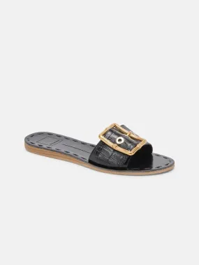 Dasa Black Stamped Sandals