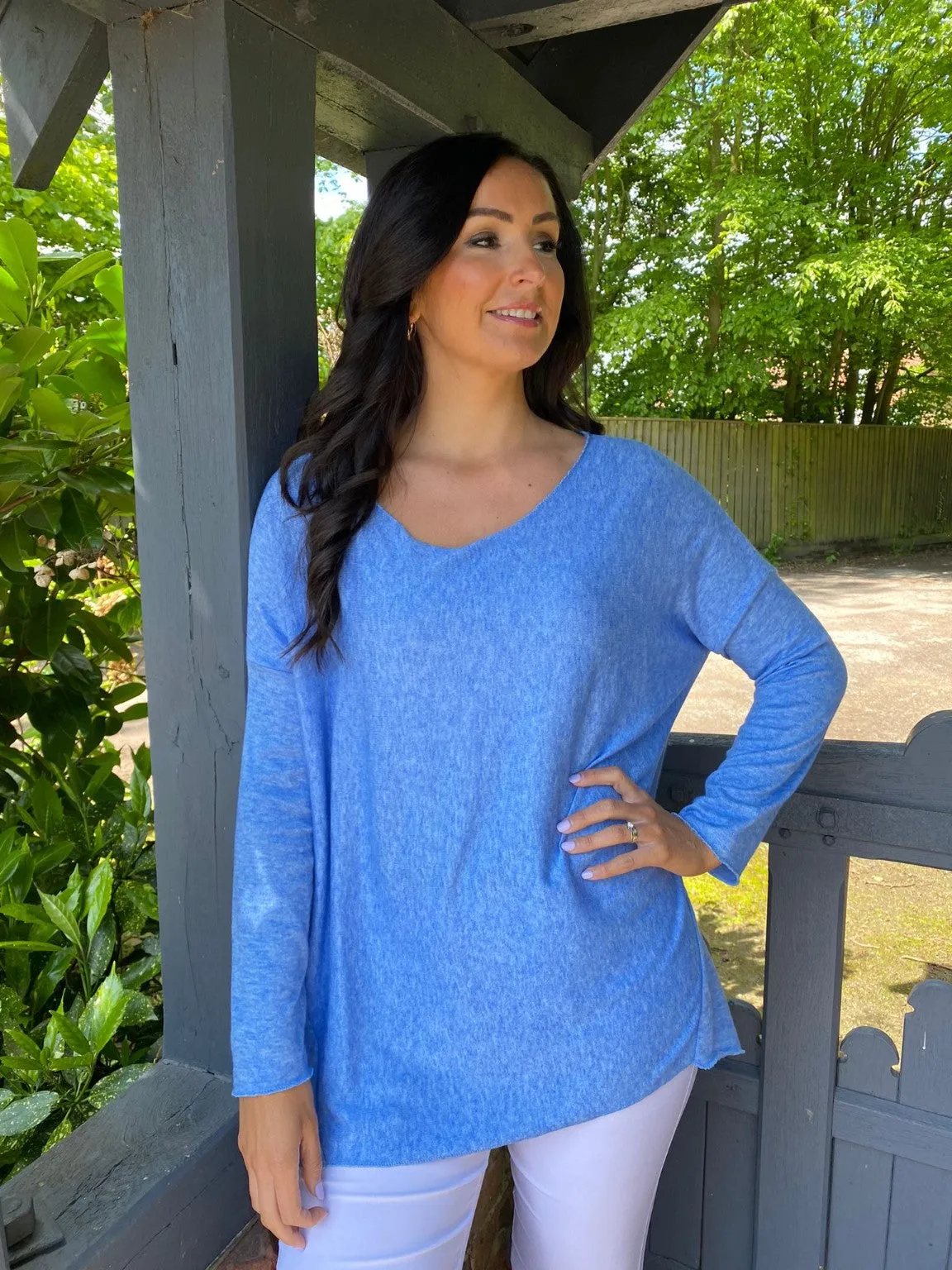 Denim Knit Fitted Top Fifi