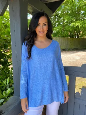 Denim Knit Fitted Top Fifi