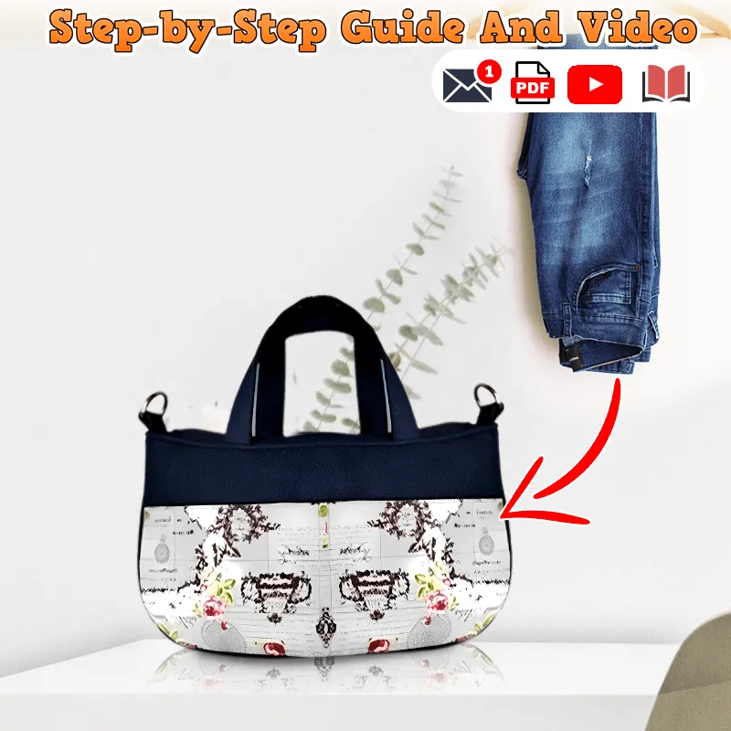 Downloadable PDF Pattern for Denim Shoulder Bag with Multiple Sizes