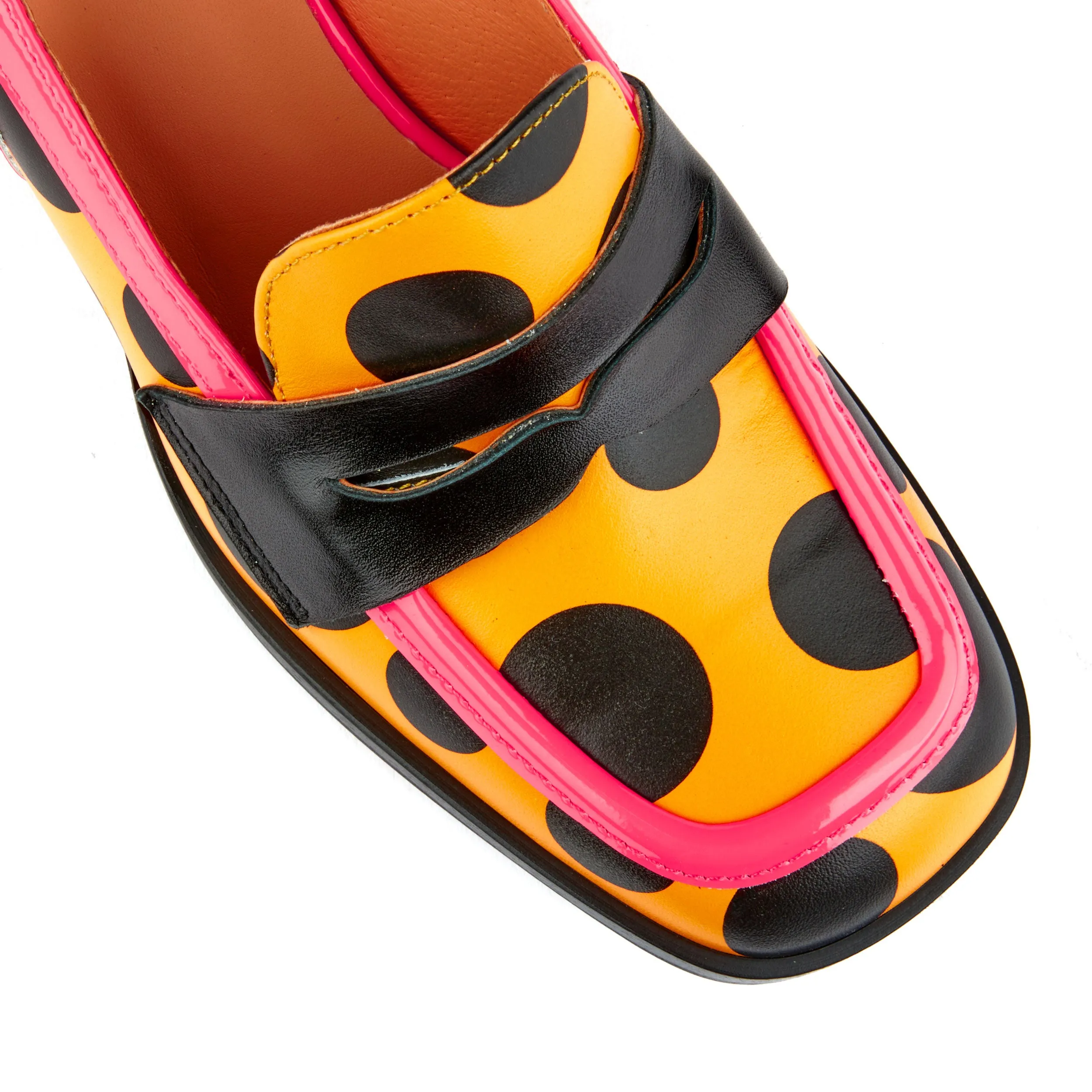 DIANA  BLACK ORANGE POLKA - Women's square closed toe slingback heel in orange polka