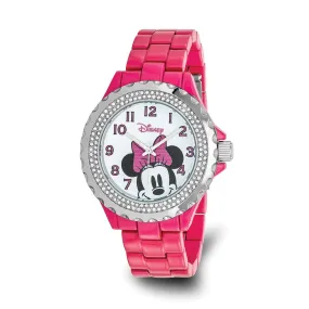 Disney Ladies Pink Crystal Bezel Minnie Mouse Watch