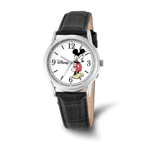 Disney Mickey Mouse Black Leather Strap Watch for Adults - 35mm