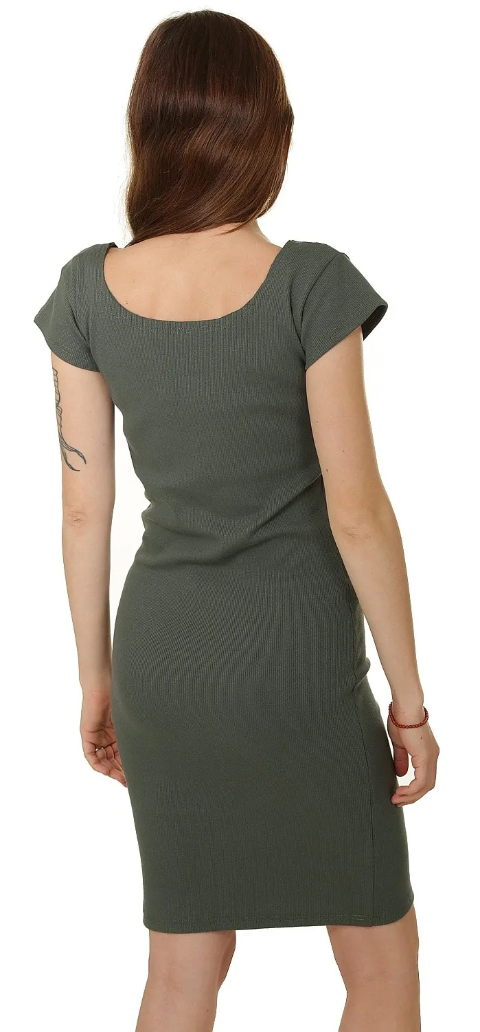 dress M.ASCH-Be original Short Ribbed With Mini Sleeves - Khaki - women´s