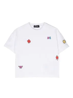 Dsquared2 White T-Shirt with All Over Patches