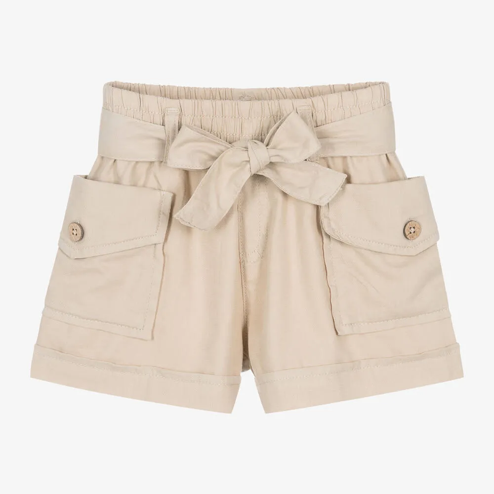 Dual Pocket Beige Shorts