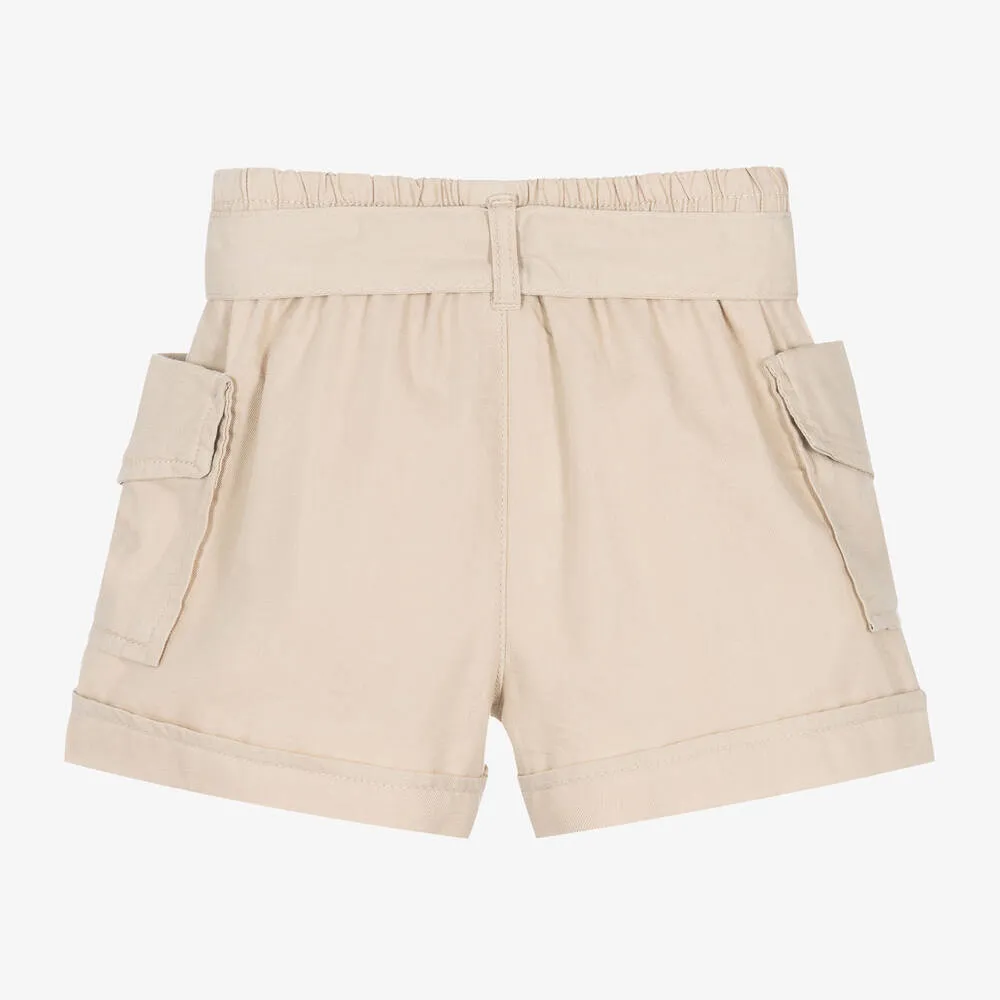 Dual Pocket Beige Shorts